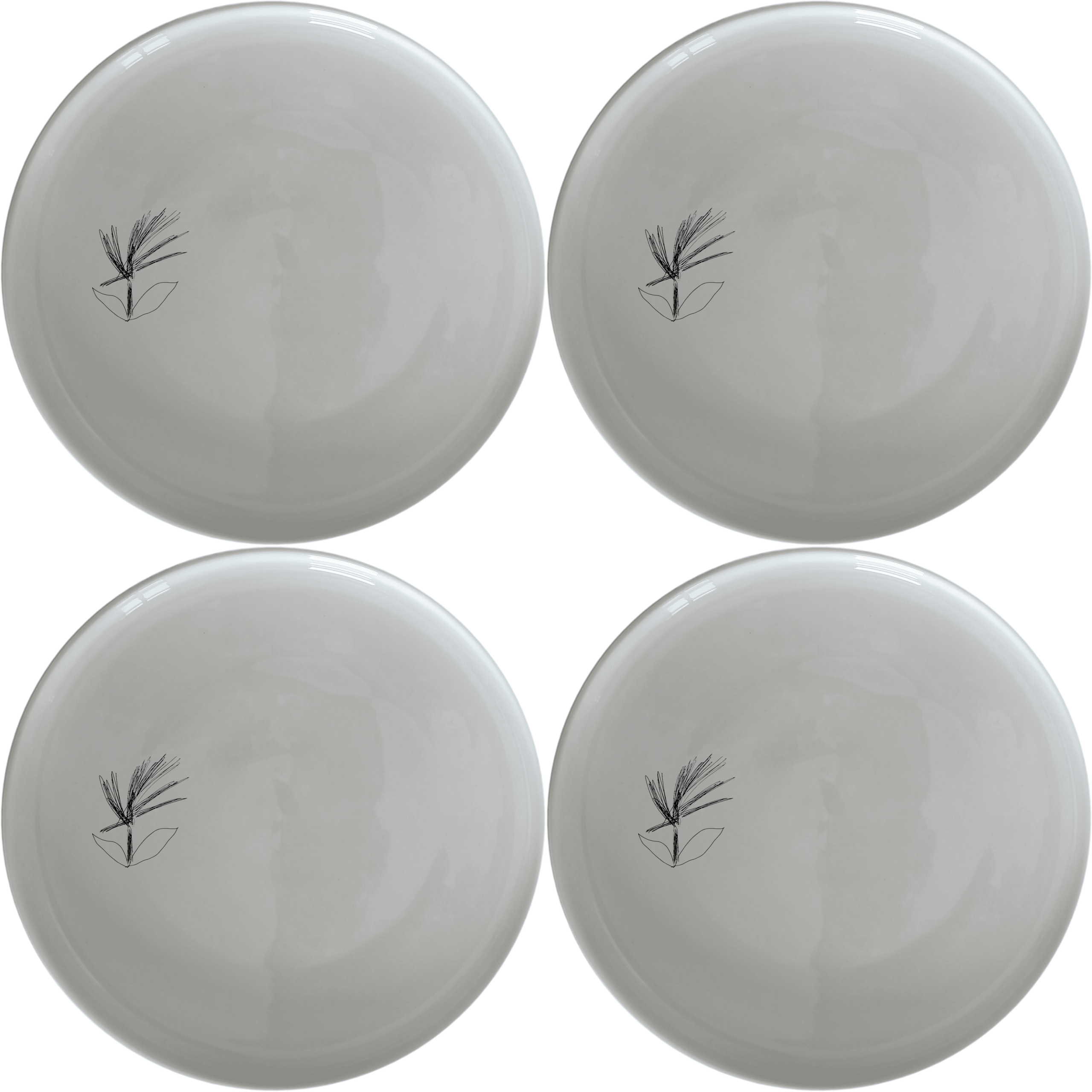 Hand Drawn Flower Dinner Plate Set of 4 - Range 1 adds a touch of nature to your dining table with delicate floral designs.