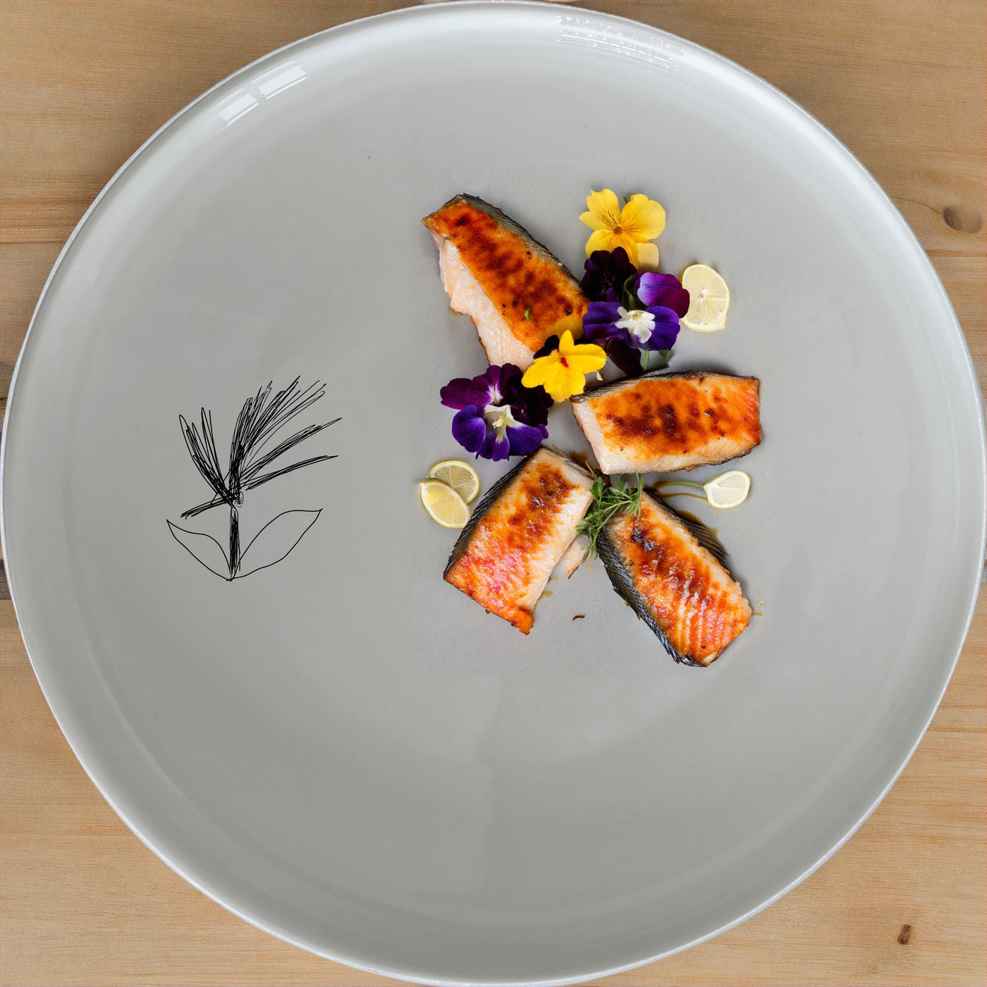 Hand Drawn Flower Dinner Plate Set of 4 - Range 1 adds a touch of nature to your dining table with delicate floral designs.