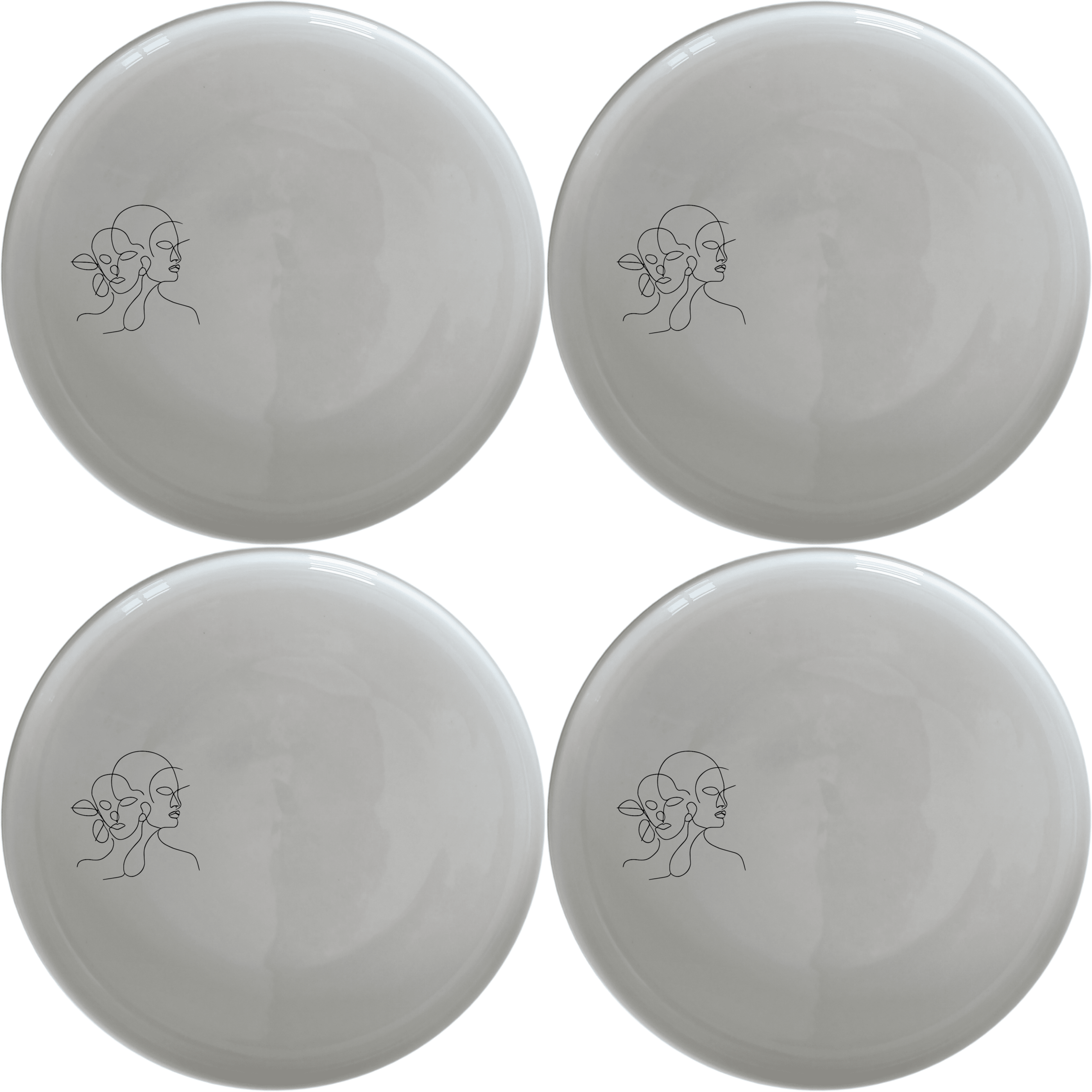 Faces Art Dinner Plate Set of 4 - Range 3 is a stylish and modern dinner plate set featuring abstract face designs. Perfect for any dining occasion.