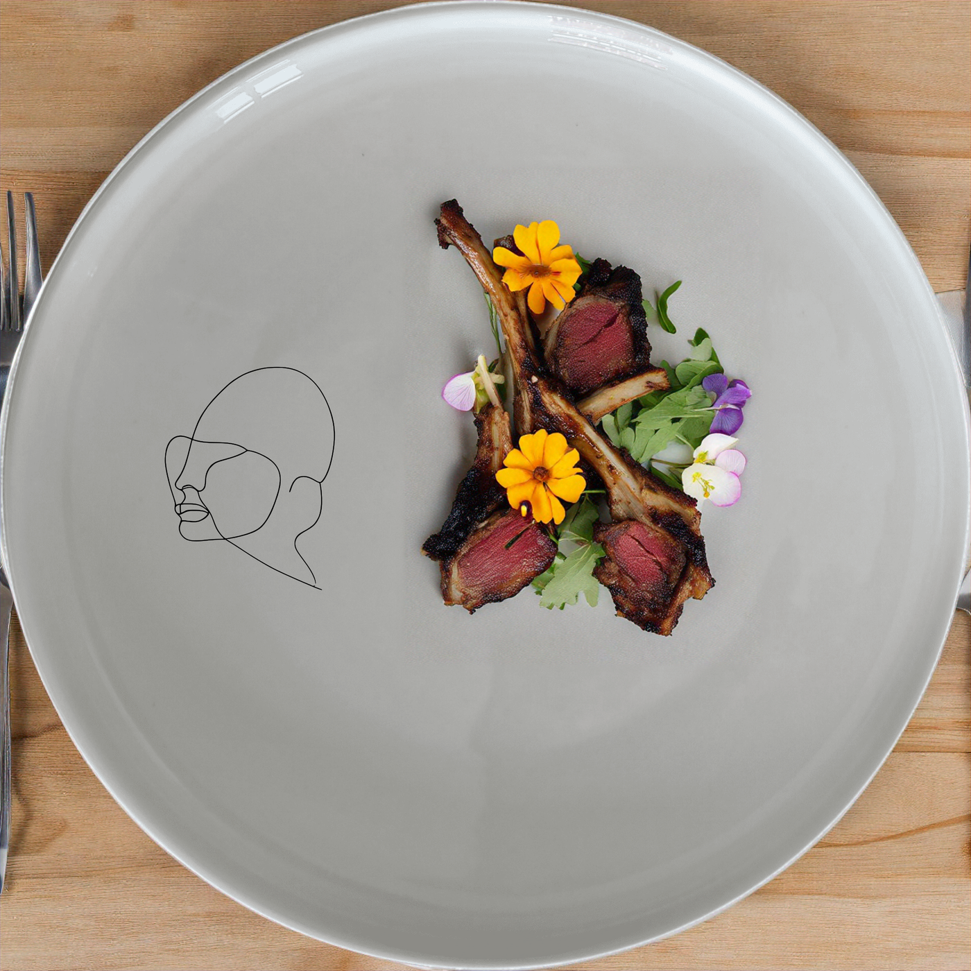 The Line Art Faces Dinner Set of 12 brings modern elegance to your table with minimalist line art designs, perfect for contemporary dining.