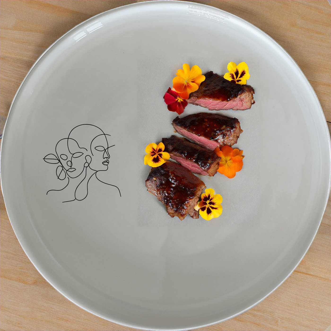 Faces Art Dinner Plate Set of 4 - Range 3 is a stylish and modern dinner plate set featuring abstract face designs. Perfect for any dining occasion.