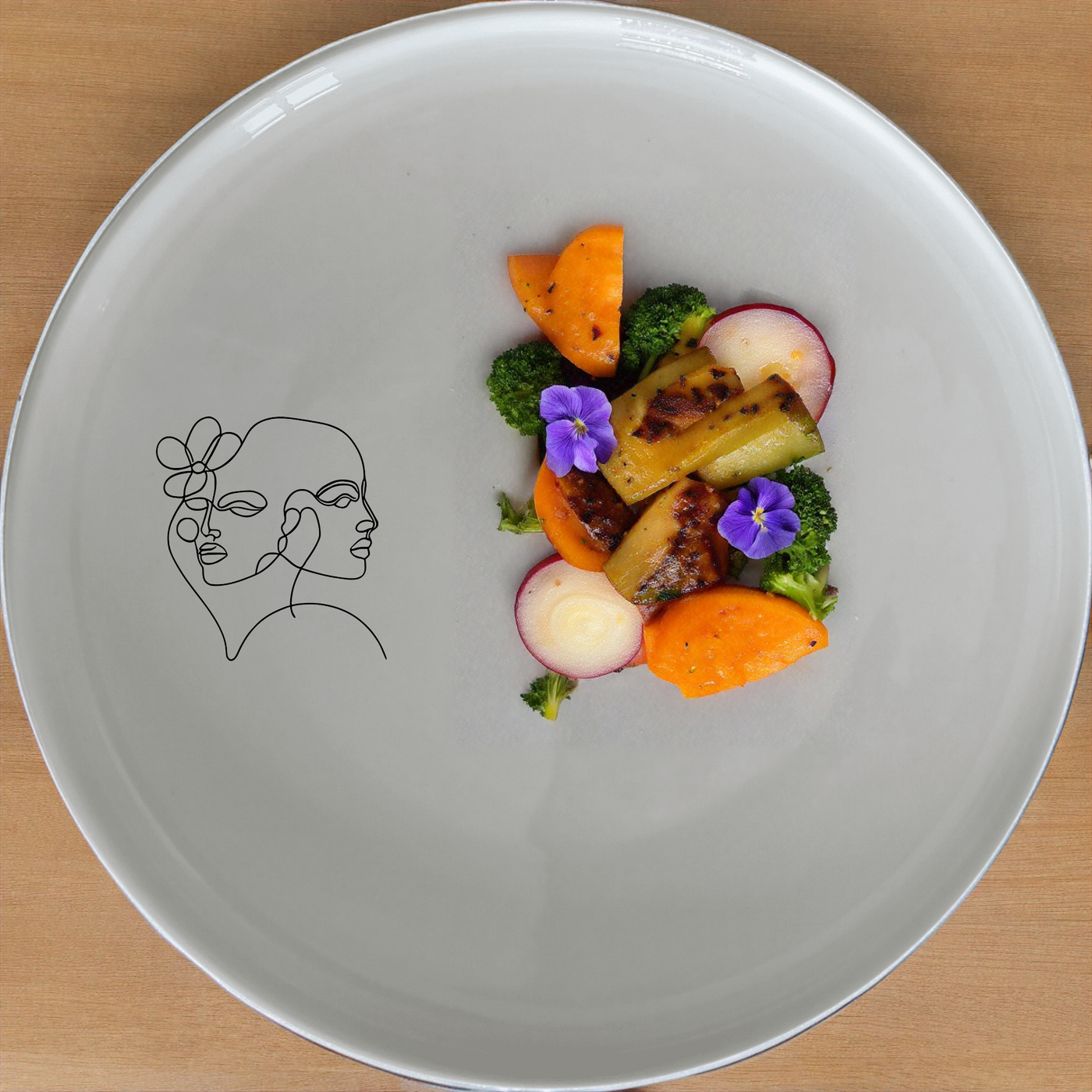Faces Line Art Dinner Plate Set of 4 - Range 4 adds a modern touch to your dining table with minimalist line art designs.