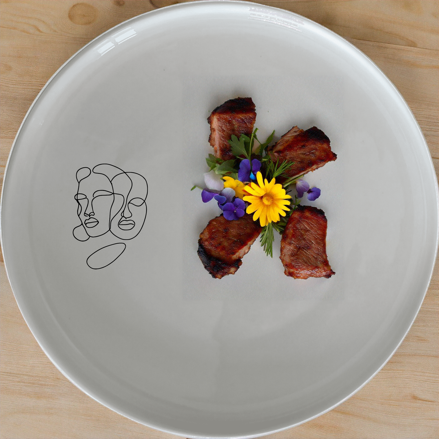 Faces Art Side Plate Set of 4 - Range 1 adds a modern touch to your table setting with abstract line art designs.