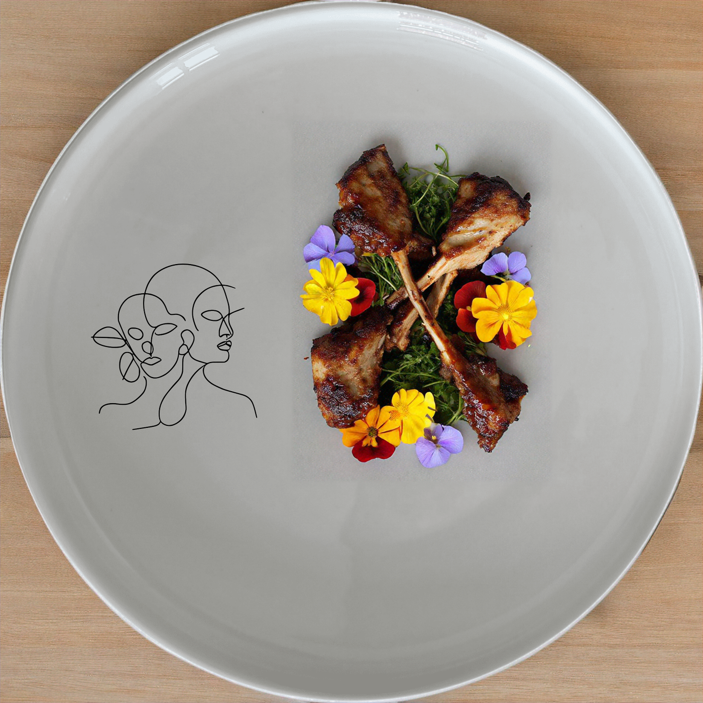 Faces Art Side Plate Set of 4 - Range 3 adds a modern touch to your dining table with abstract line art designs.