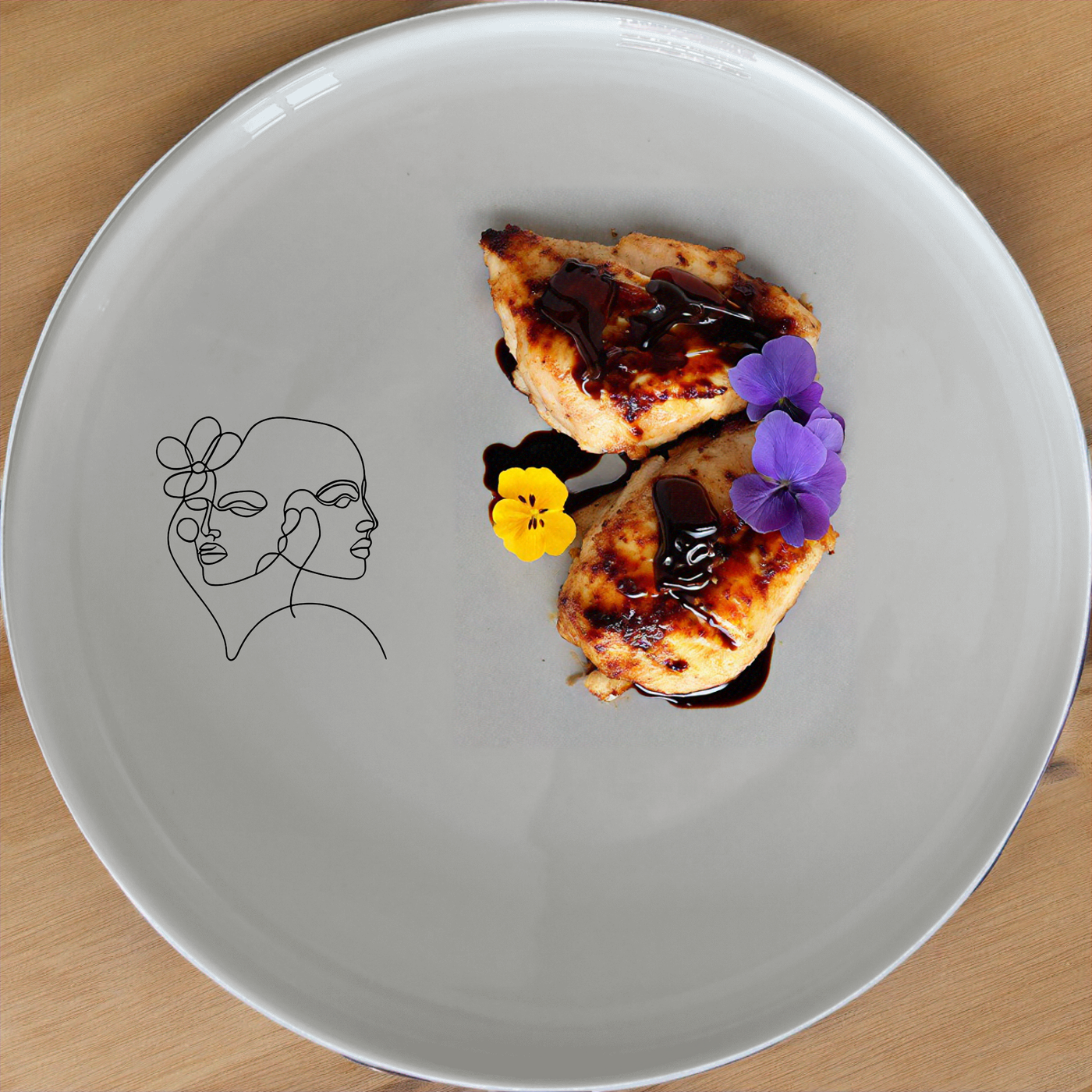 Faces Art Side Plate Set of 4 - Range 4 adds a modern touch to your dining table with abstract line art designs.