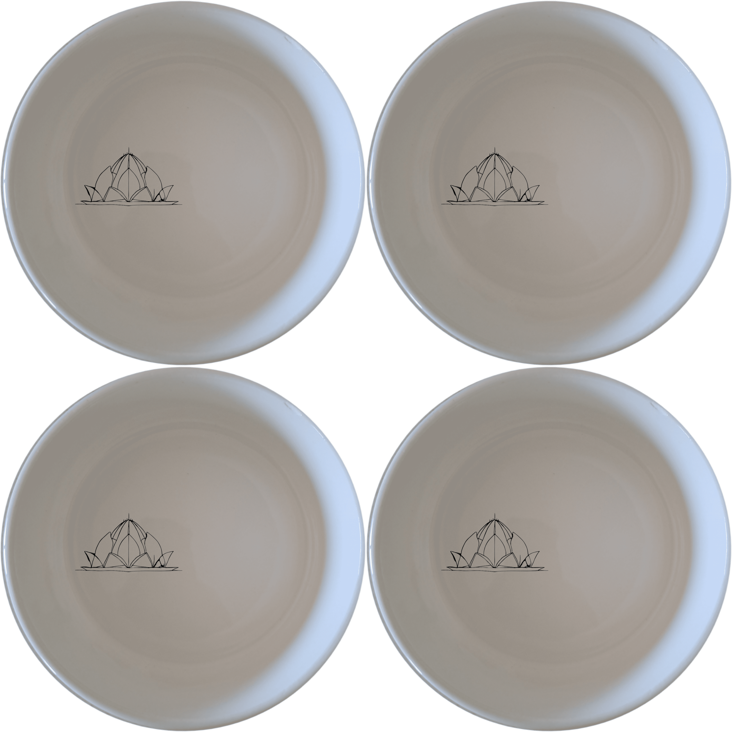 The Lotus Temple Watercolour Bowl Set of 4 - Range 3 features delicate lotus temple artwork, perfect for everyday elegance and special occasions.