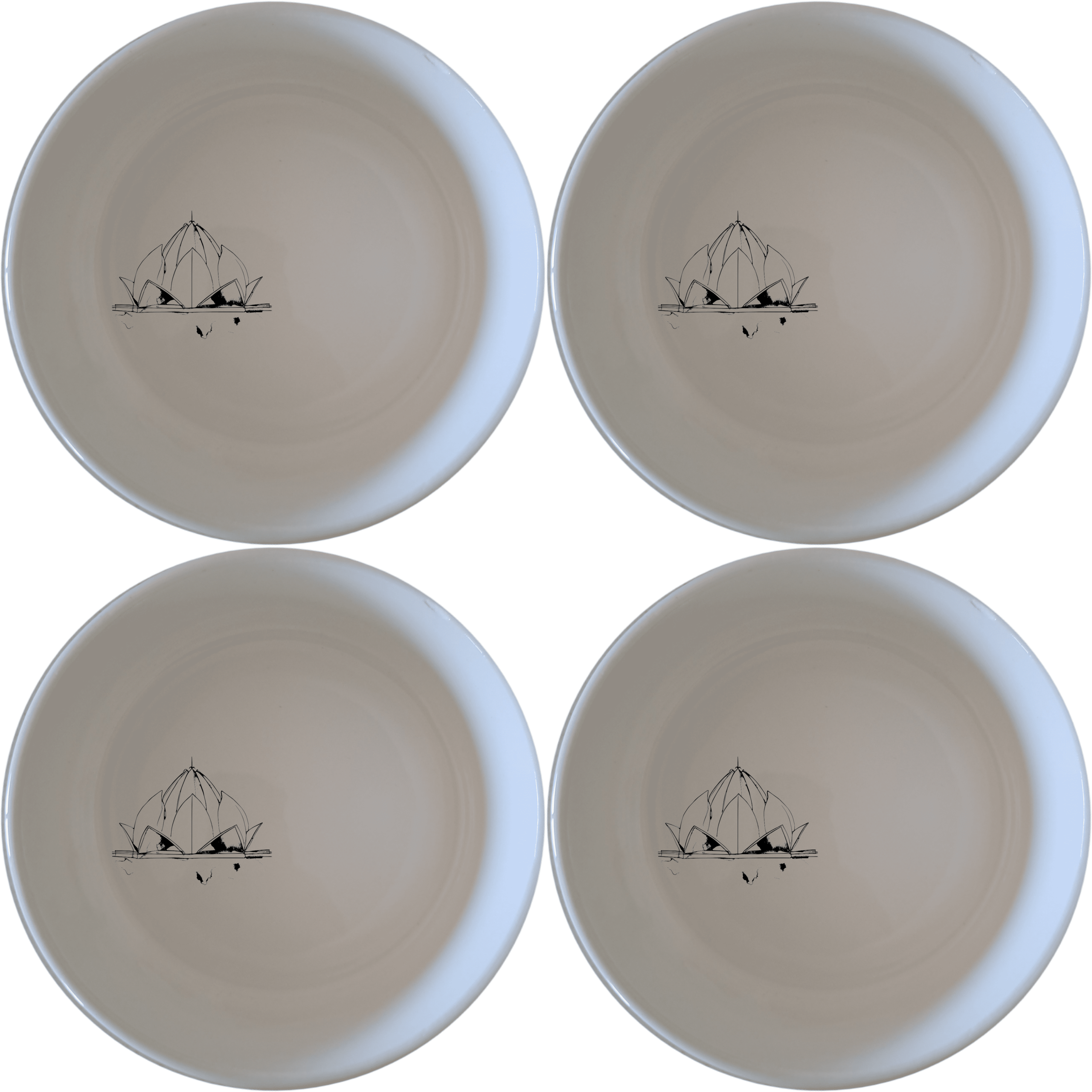 Lotus Temple Watercolour Bowl Set of 4 - Range 4 adds a touch of serenity to your dining table with its delicate lotus design.