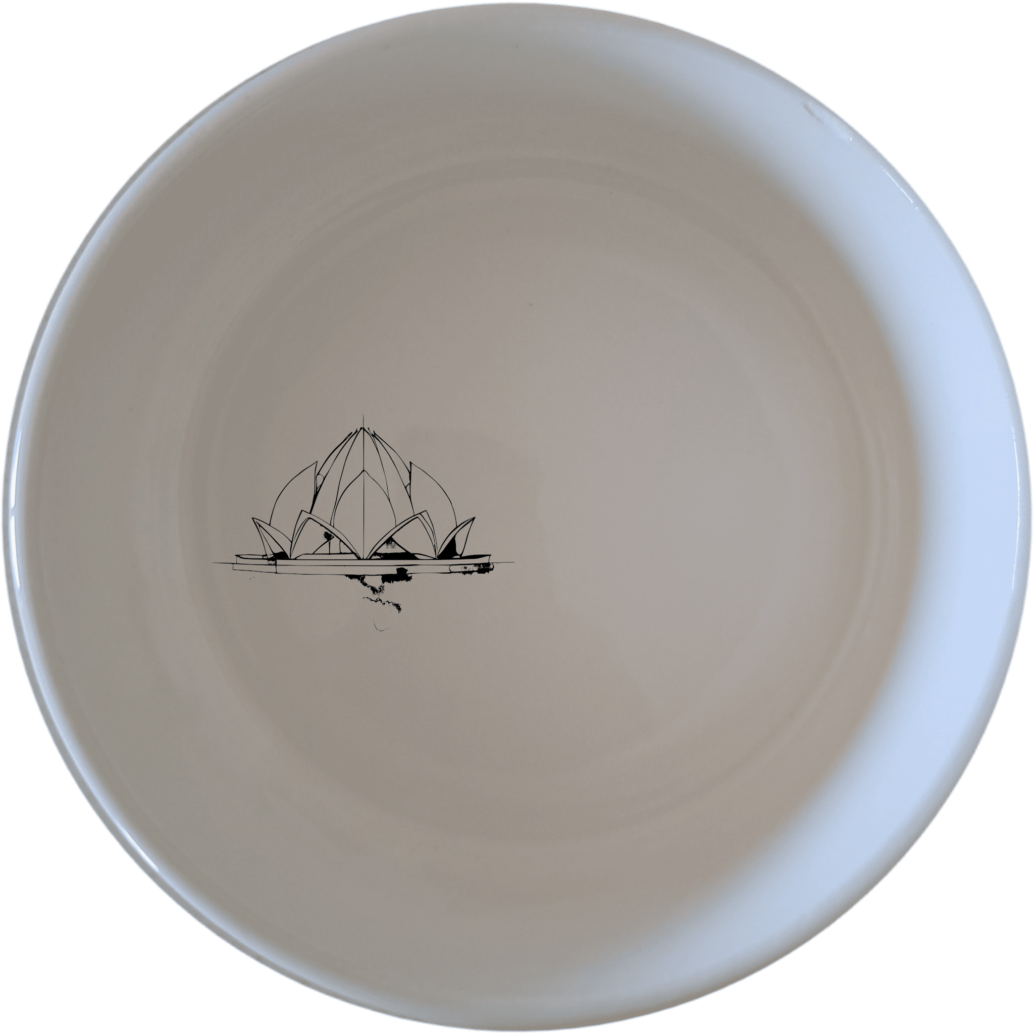 The Lotus Temple Bowl Set of 4 - Range 1 features delicate artwork inspired by the iconic Lotus Temple, perfect for adding a touch of serenity to your dining experience.