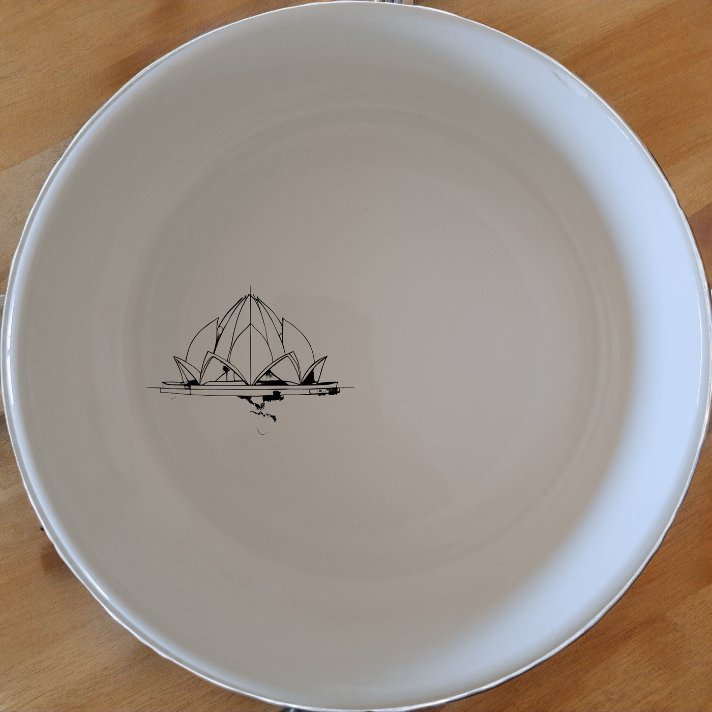 The Lotus Temple Bowl Set of 4 - Range 1 features delicate artwork inspired by the iconic Lotus Temple, perfect for adding a touch of serenity to your dining experience.