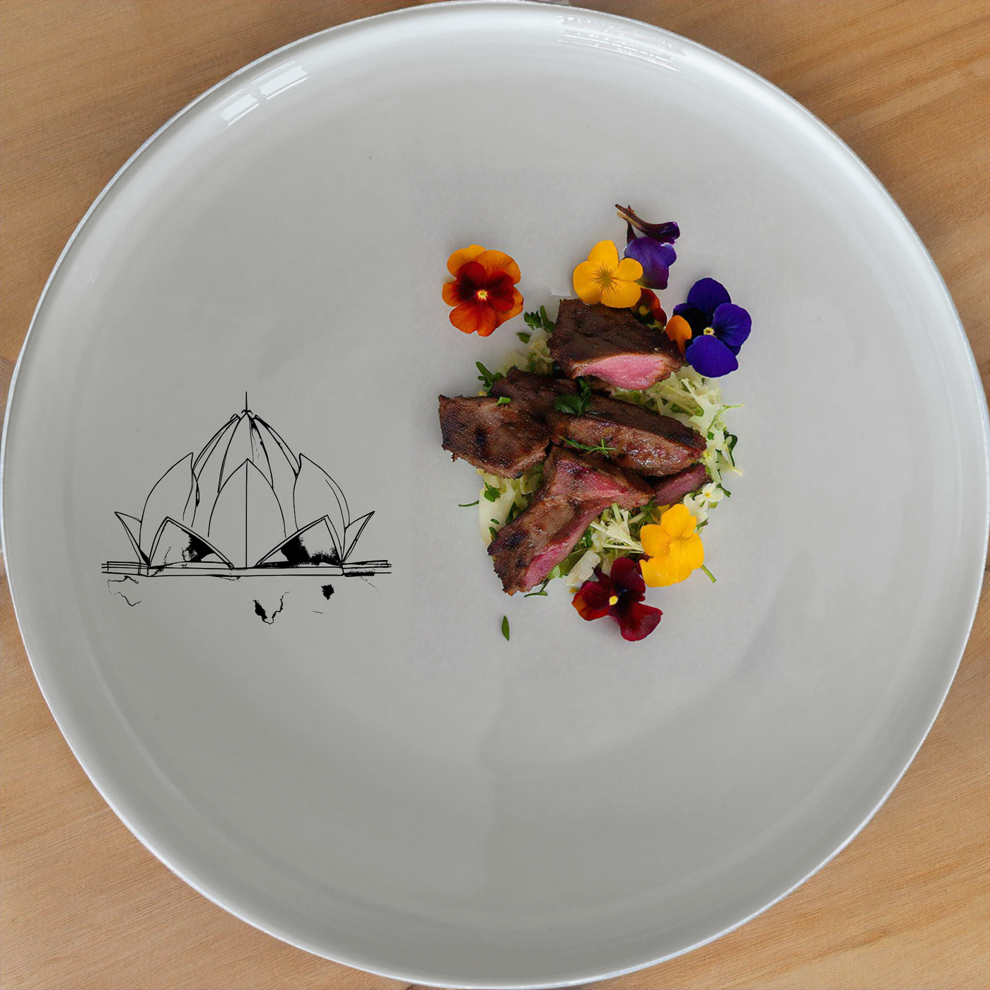 The Lotus Temple Watercolour Dinner Set of 12 features delicate lotus temple artwork on each piece, perfect for adding a touch of serenity to your dining experience.