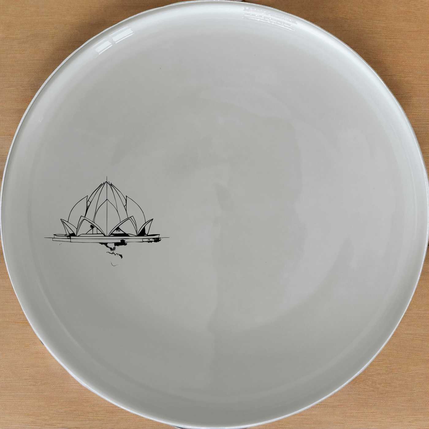 The Lotus Temple Watercolour Dinner Plate Set of 4 brings artistic elegance to your dining table, perfect for any special occasion.