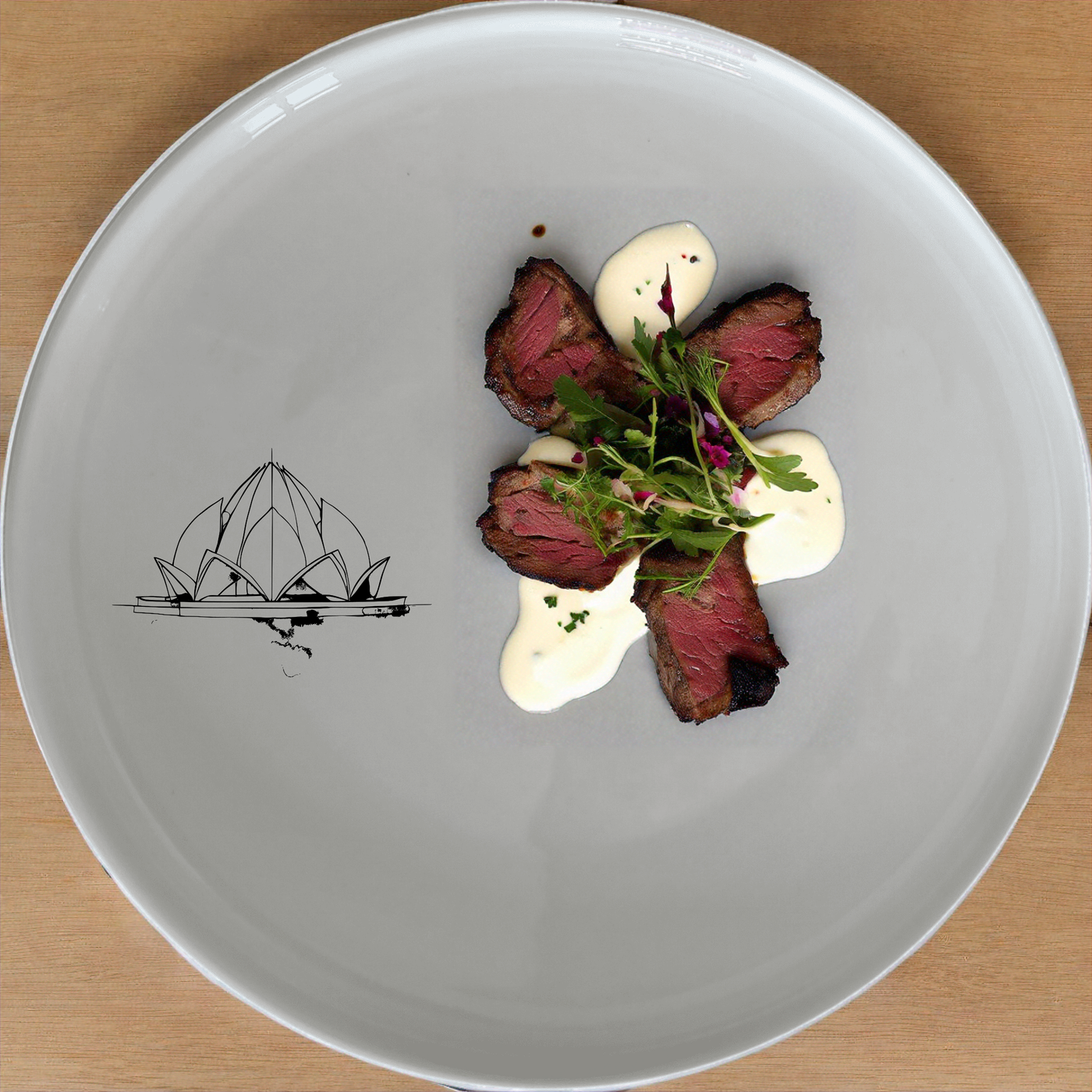 The Lotus Temple Watercolour Dinner Plate Set of 4 brings artistic elegance to your dining table, perfect for any special occasion.