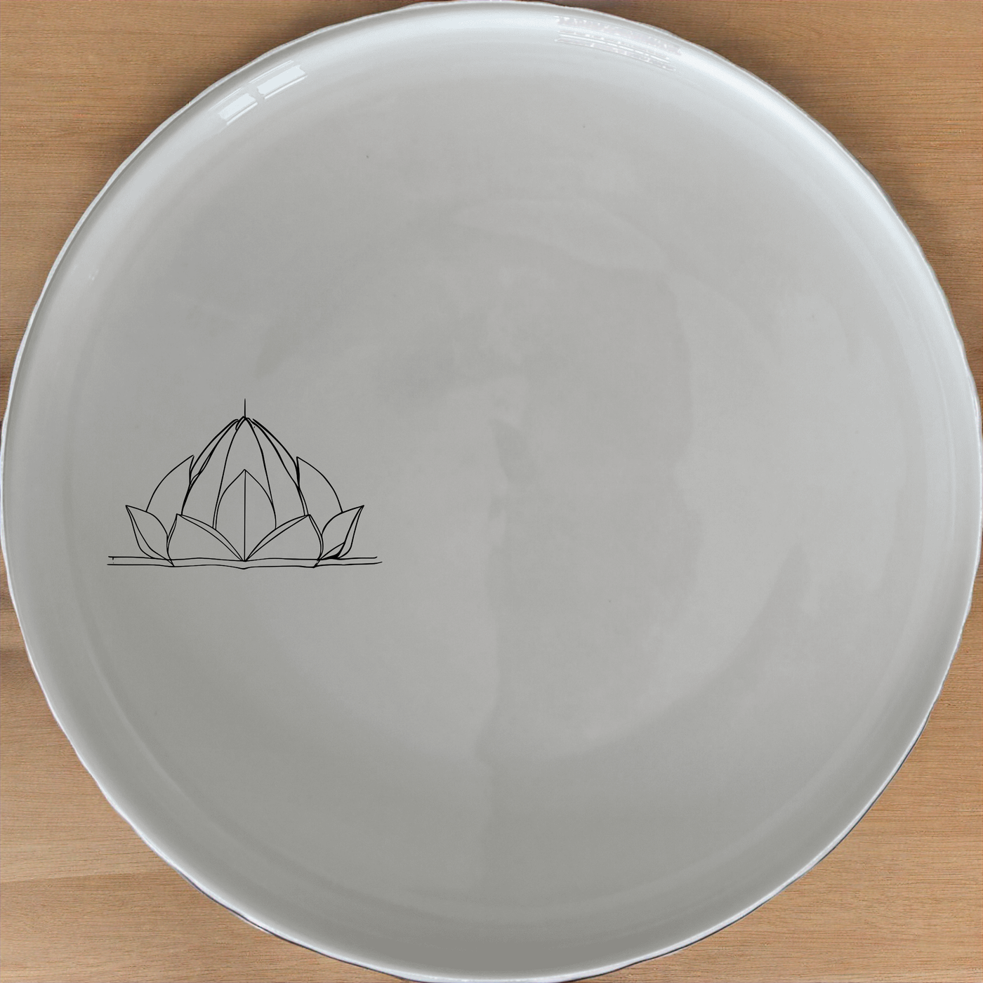 Lotus Temple Watercolour Dinner Plate Set of 4 - Range 2 features elegant lotus designs for a sophisticated dining experience.