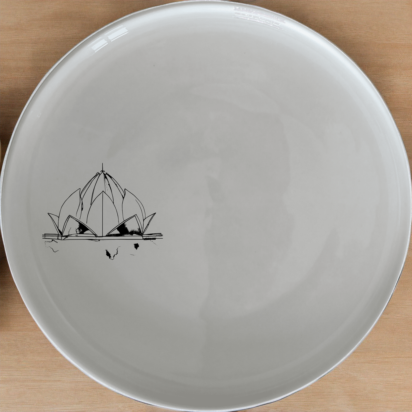 Lotus Temple Watercolour Dinner Plate Set of 4 - Range 4 features a delicate lotus temple design, perfect for elevating any dining experience.