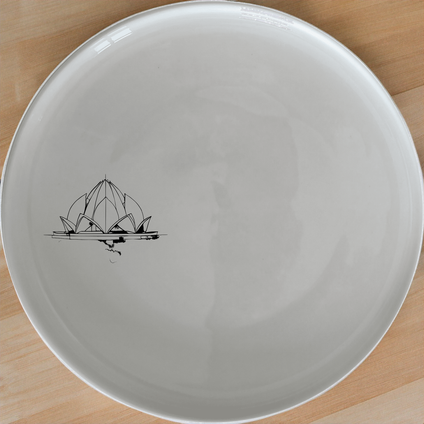Lotus Temple Watercolour Side Plate Set of 4 - Range 1 adds elegance to any dining table with its intricate design.