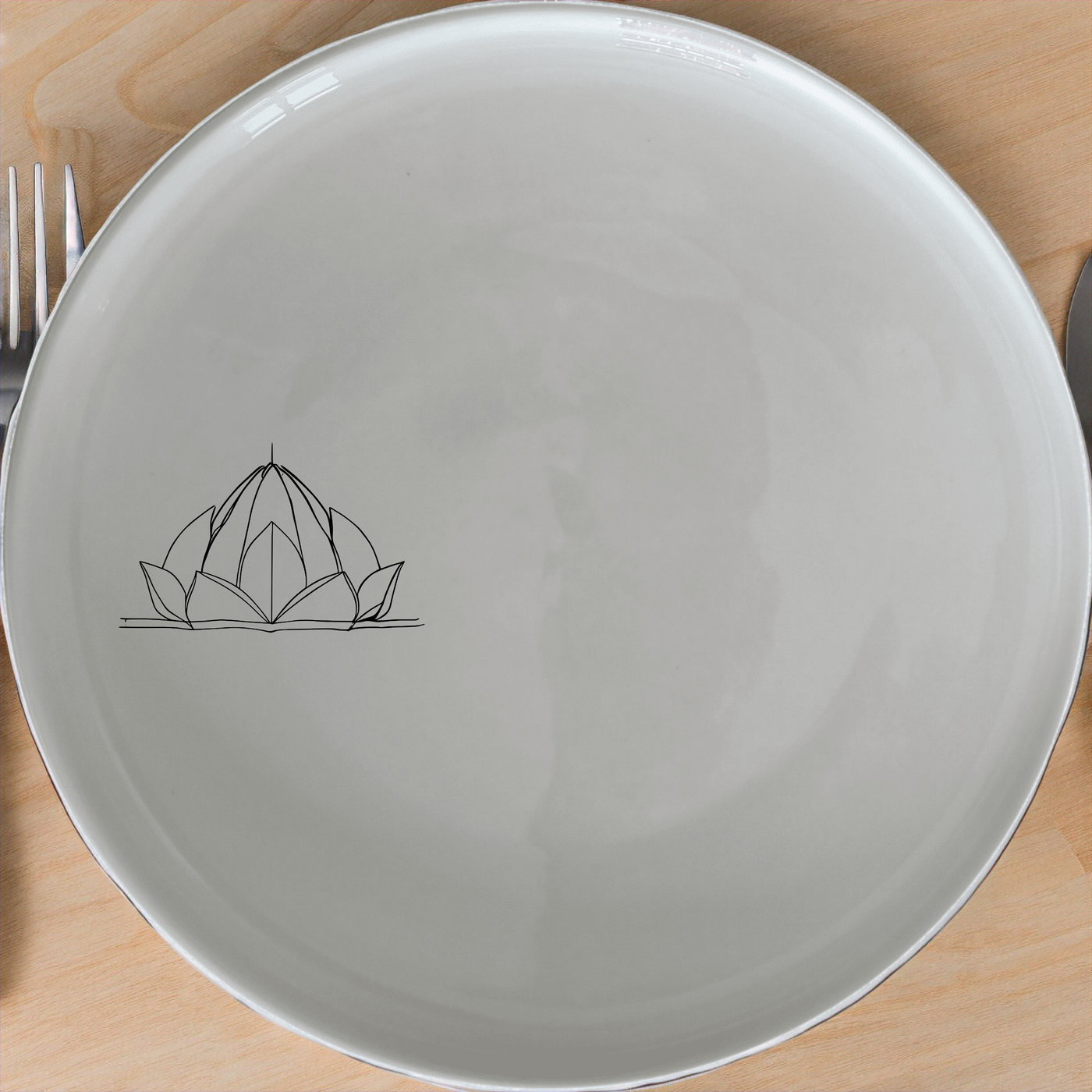 Lotus Temple Watercolour Side Plate Set of 4 - Range 2 adds a touch of serenity to your dining table with its delicate lotus design.