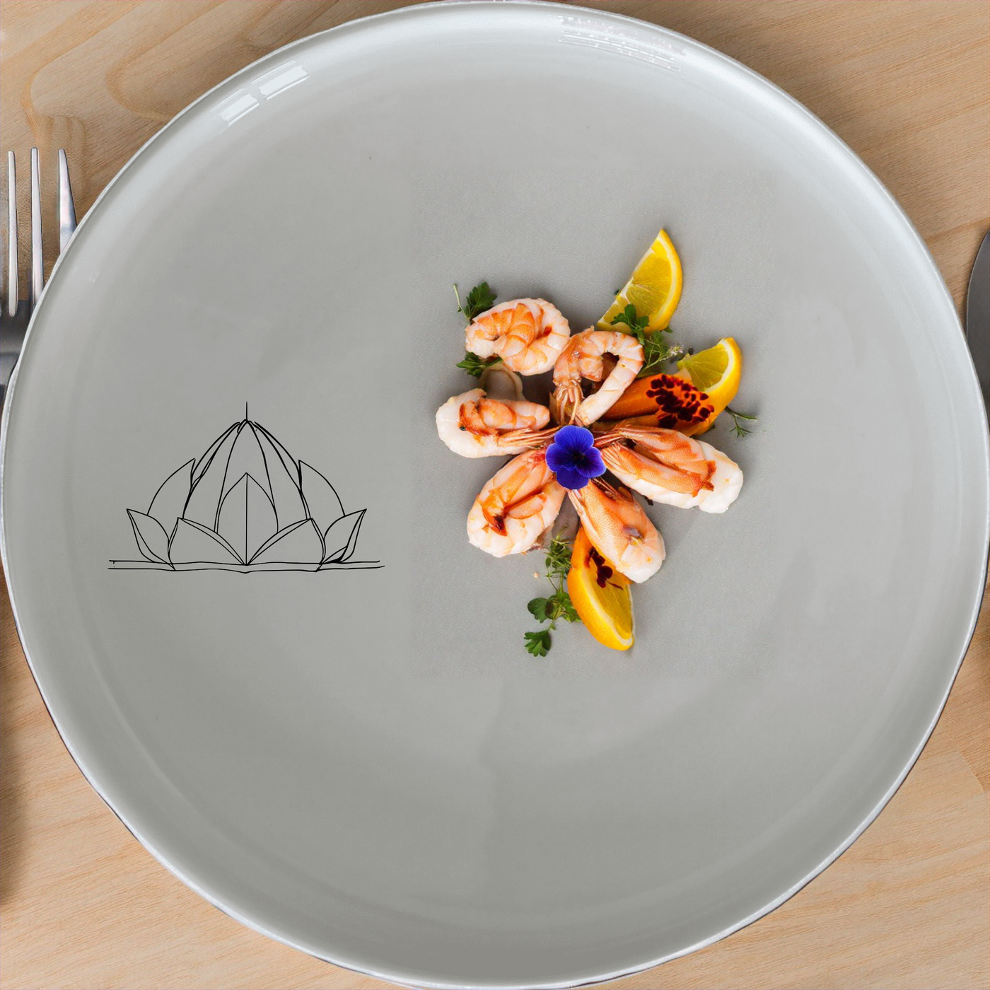Lotus Temple Watercolour Side Plate Set of 4 - Range 2 adds a touch of serenity to your dining table with its delicate lotus design.