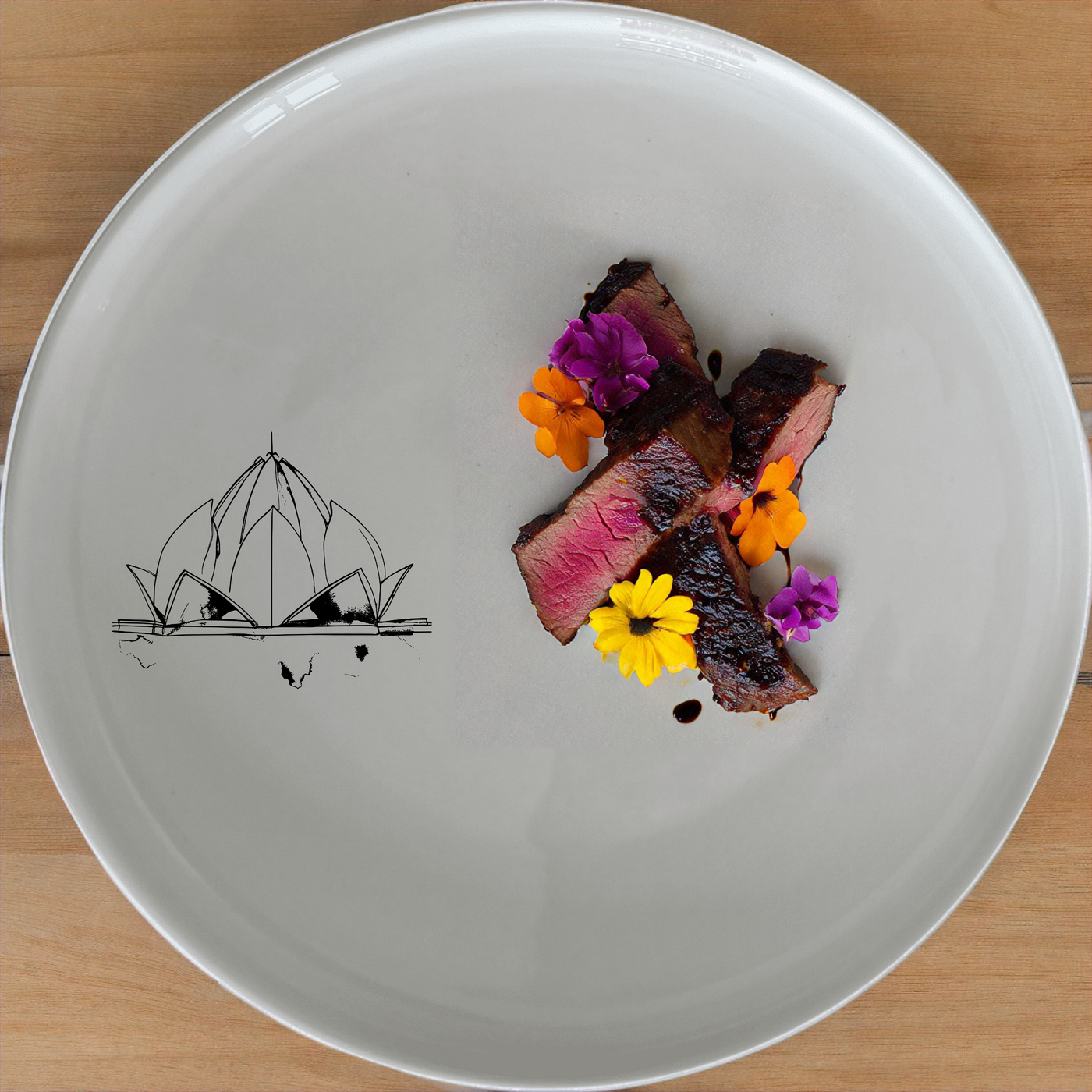 Lotus Temple Watercolour Side Plate Set of 4 - Range 4 adds artistic elegance to your dining table with intricate lotus temple designs.