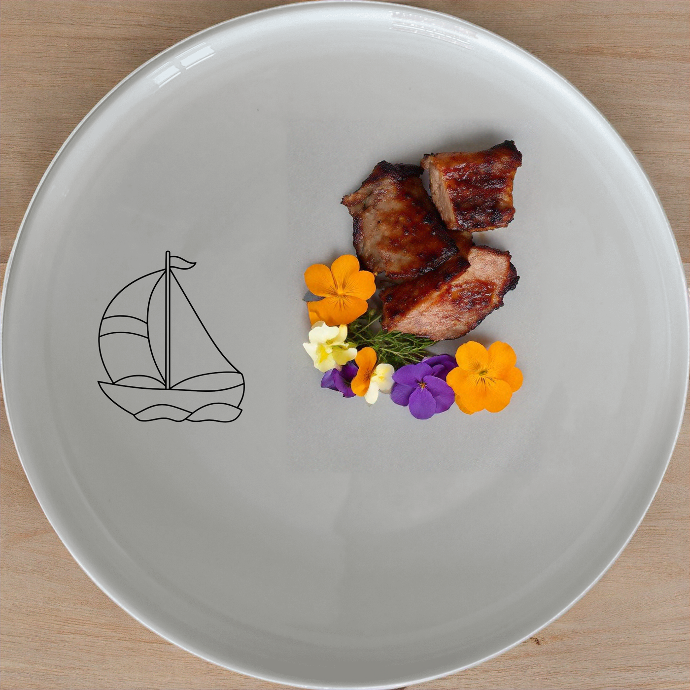 The Sailing Boat Sea Dinner Set of 12 brings nautical charm to your dining table with its sleek, minimalist design.