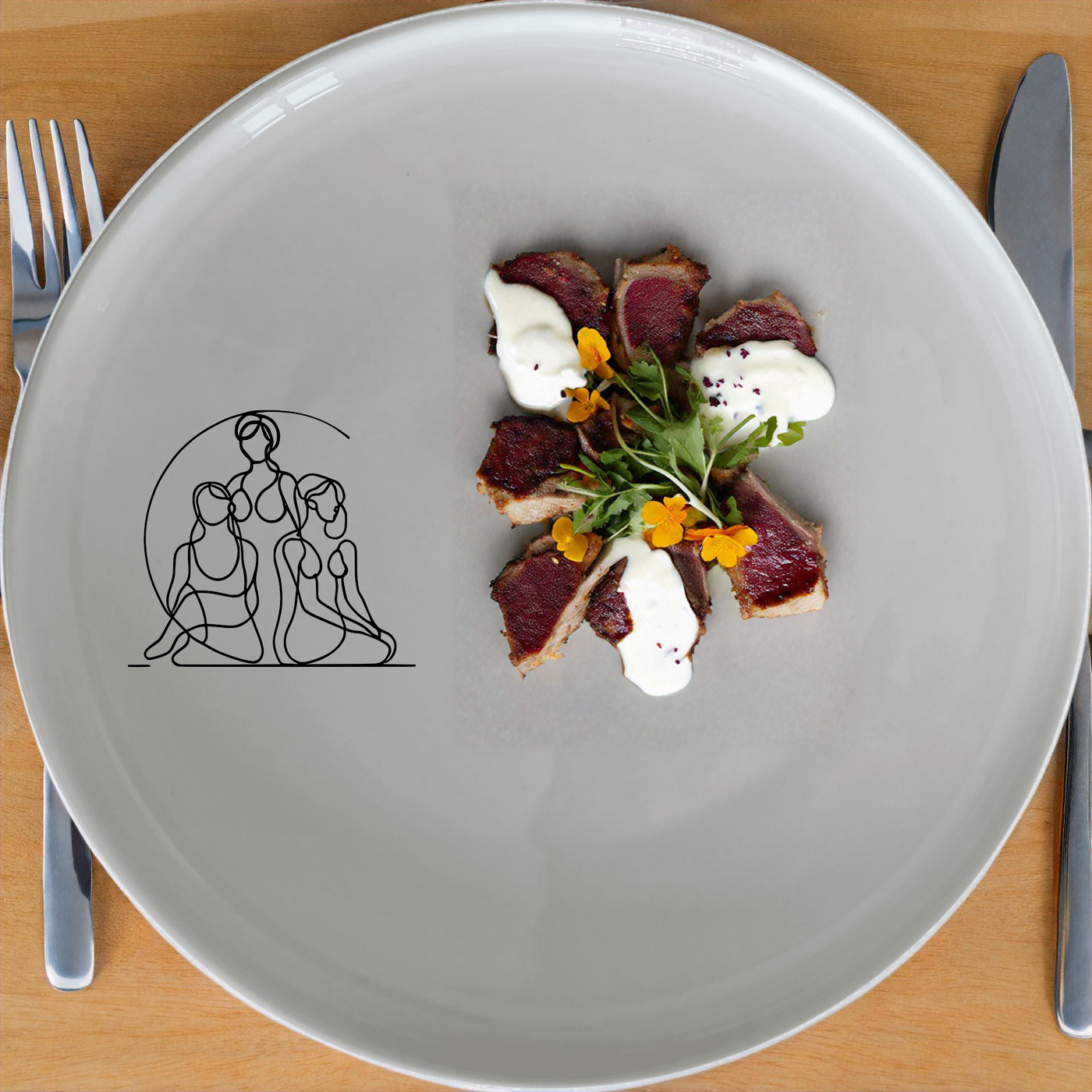 Unity Diversity Dinner Plate Set of 4 - Range 4 offers a unique design for modern dining. This set of four plates features an abstract illustration that adds a touch of sophistication to any table setting. Perfect for both everyday use and special occasions.