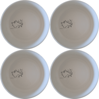 Watercolour Splashes Bowl Set of 4 - Range 4 adds artistic flair to your table. These 12cm ceramic bowls feature subtle abstract designs, perfect for everyday use or special occasions.