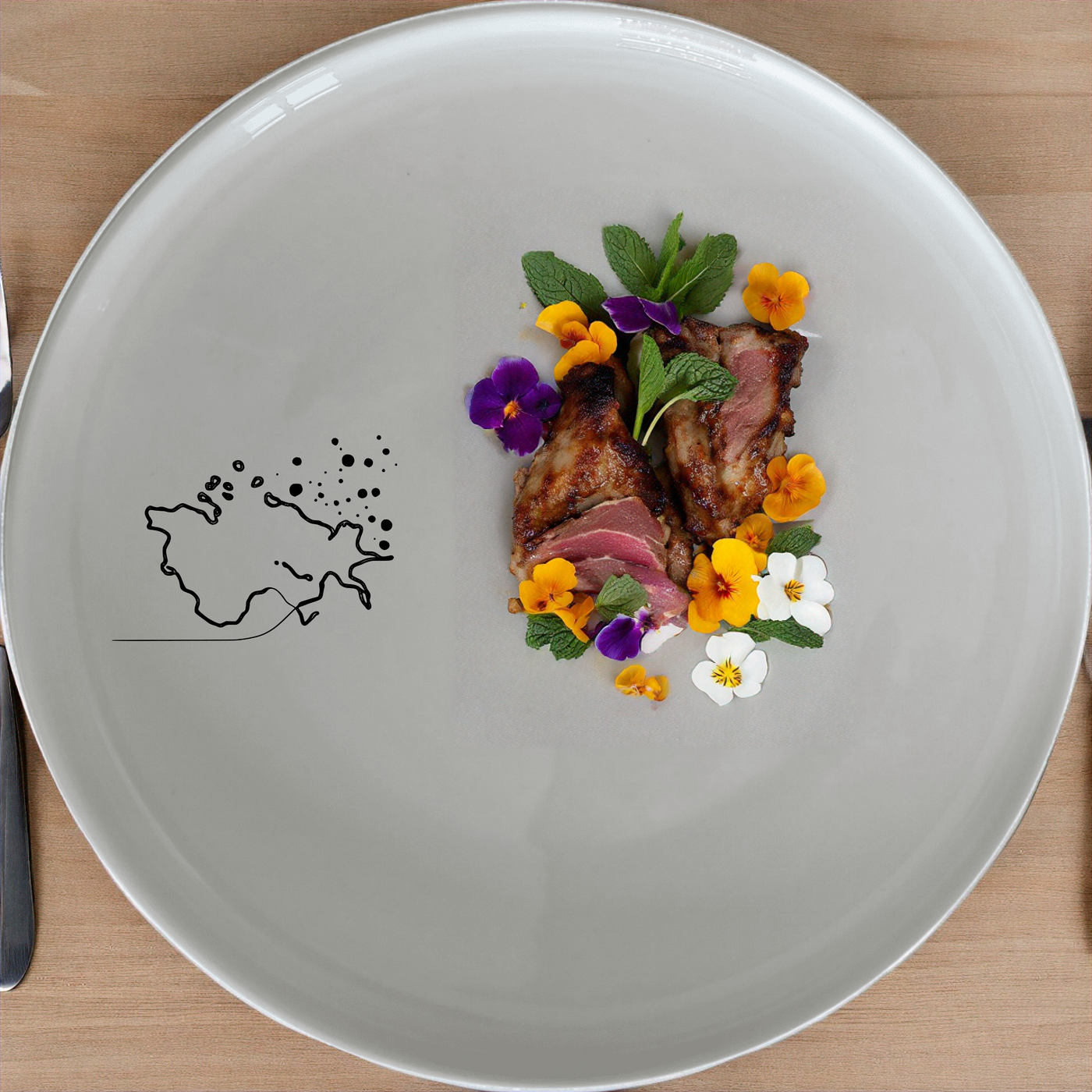 Watercolour Splashes Dinner Set of 12 - Range 4 adds a touch of modern art to your dining table with its unique design.