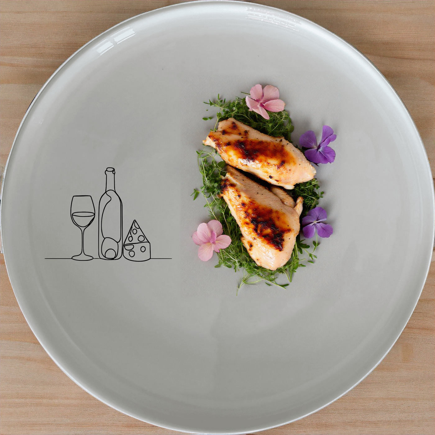 The Wine and Cheese Dinner Set of 12 - Range 2 is a stylish and versatile dinnerware set perfect for any occasion. This set includes four dinner plates, four side plates, and four bowls, all featuring a minimalist design with a wine and cheese motif. Ideal for both everyday use and special events, this set adds a touch of sophistication to your dining experience.