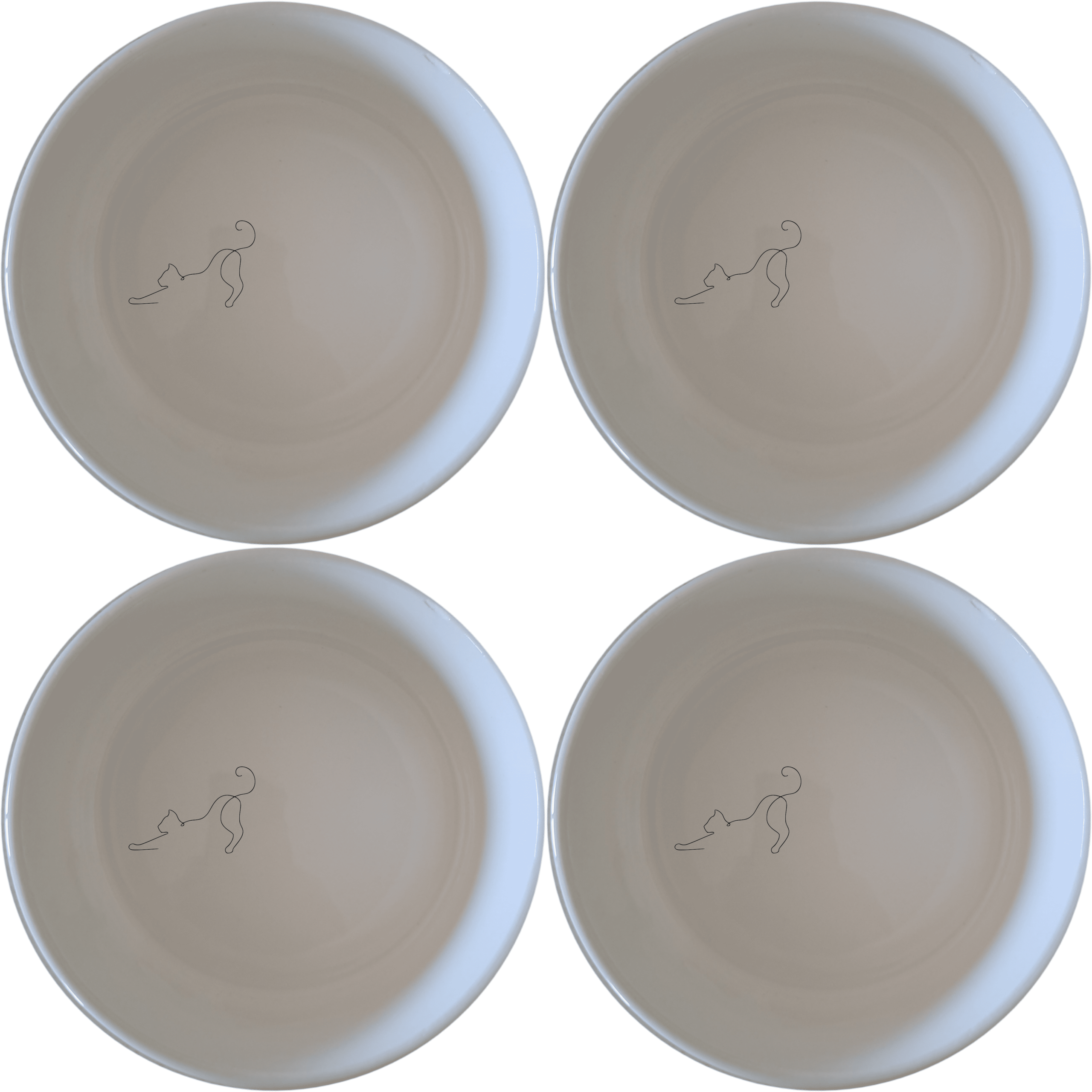 Stretching Cat Bowl Set of 4 - Range 1 is a charming and practical addition to any pet's daily routine. Crafted from durable ceramic, these bowls feature an elegant design with a subtle cat silhouette. Ideal for both dry and wet food, they are dishwasher and microwave safe for easy cleaning and reheating. Perfect for pet owners who appreciate both style and functionality in their pet care essentials.