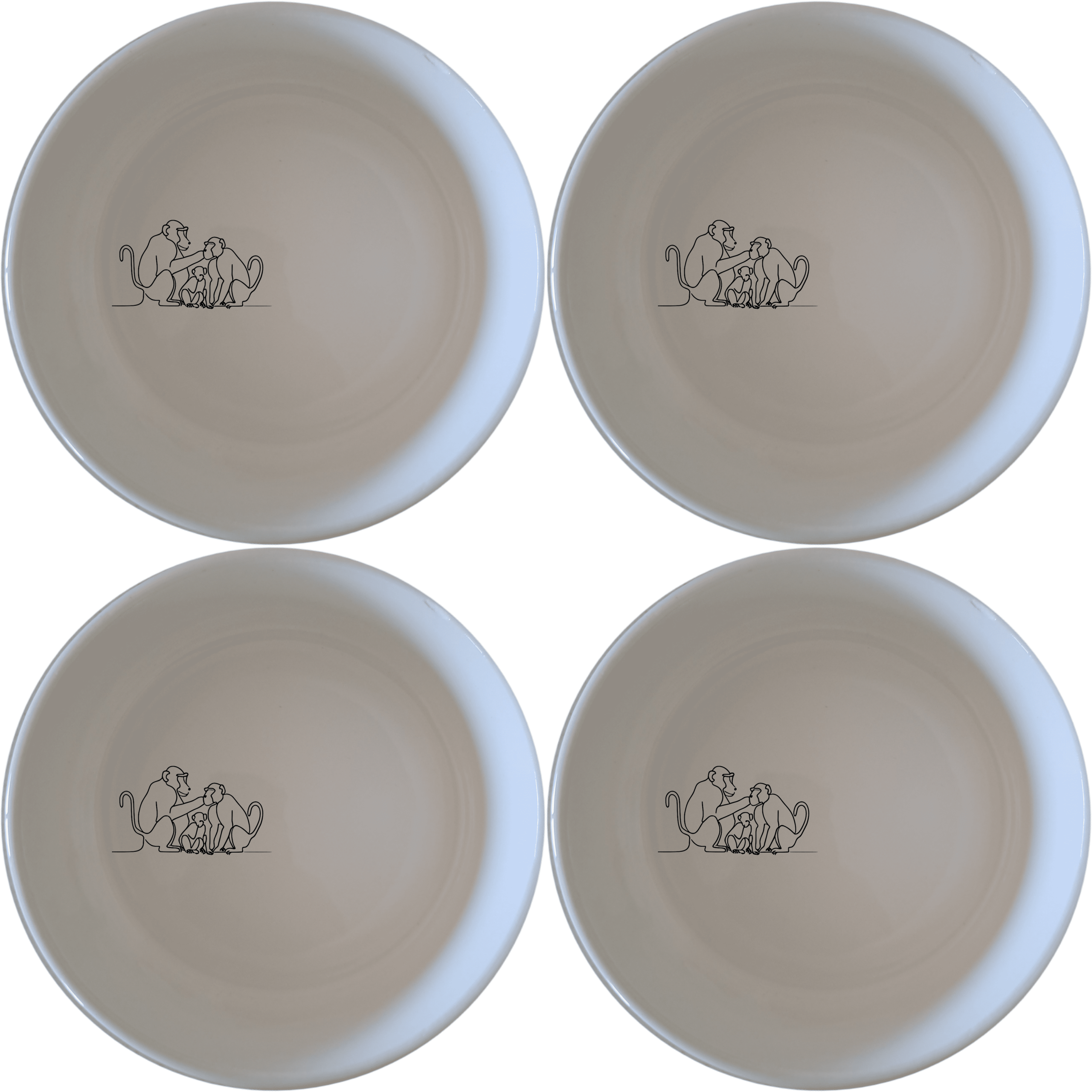 Baboon Troop Social Grooming Scene Bowl Set of 4 - Range 3 offers a unique and stylish addition to your dining collection.