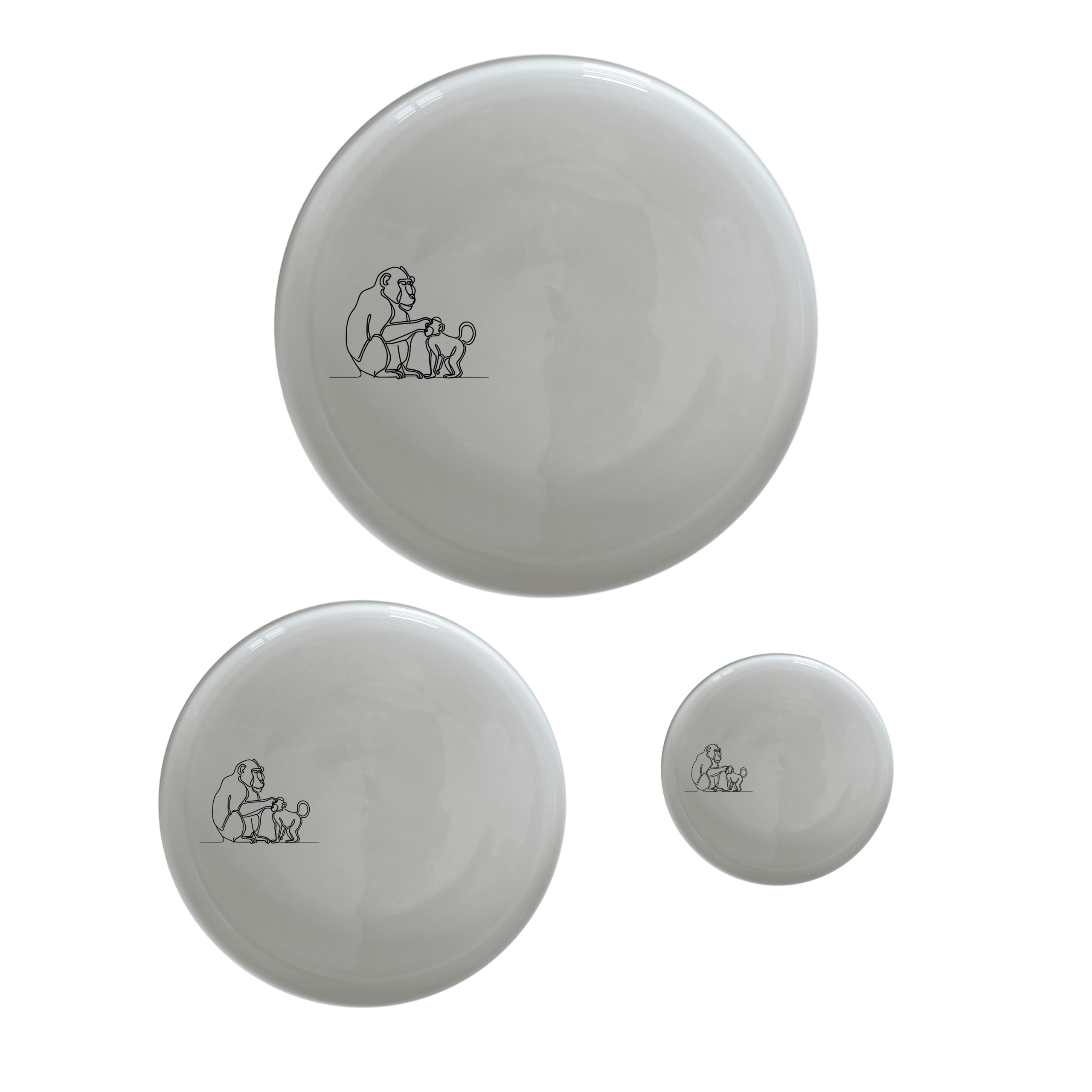 The Baboon Troop Social Grooming Scene Dinner Set of 12 brings a unique and artistic touch to your dining experience with its elegant baboon design.