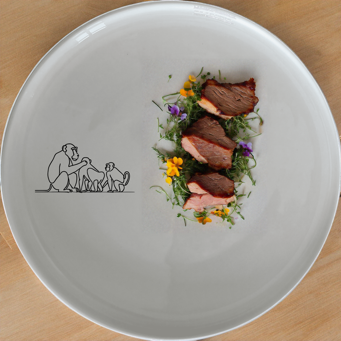 Baboon Troop Social Grooming Scene Dinner Set of 12 offers a unique and artistic design perfect for any modern kitchen.