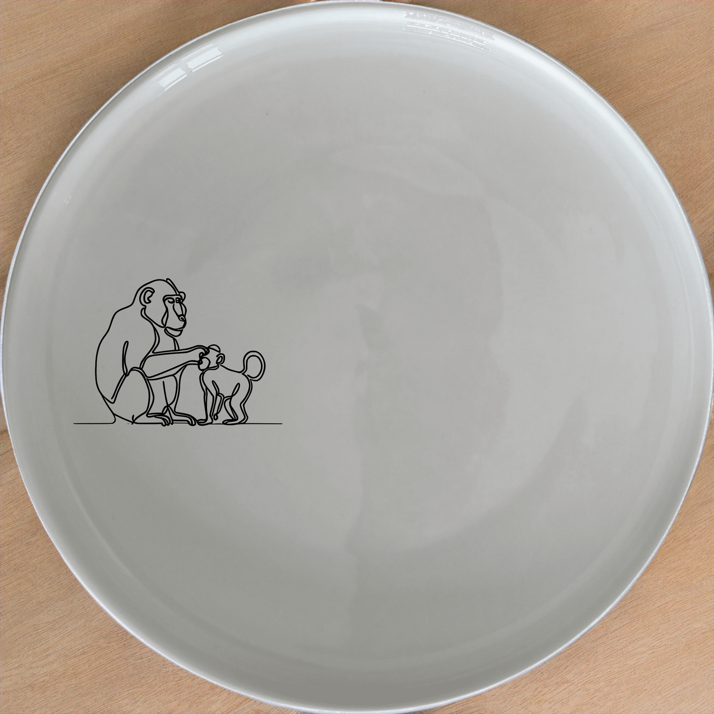 Baboon Troop Social Grooming Dinner Plate Set of 4 - Range 2 features intricate designs perfect for any dining table.