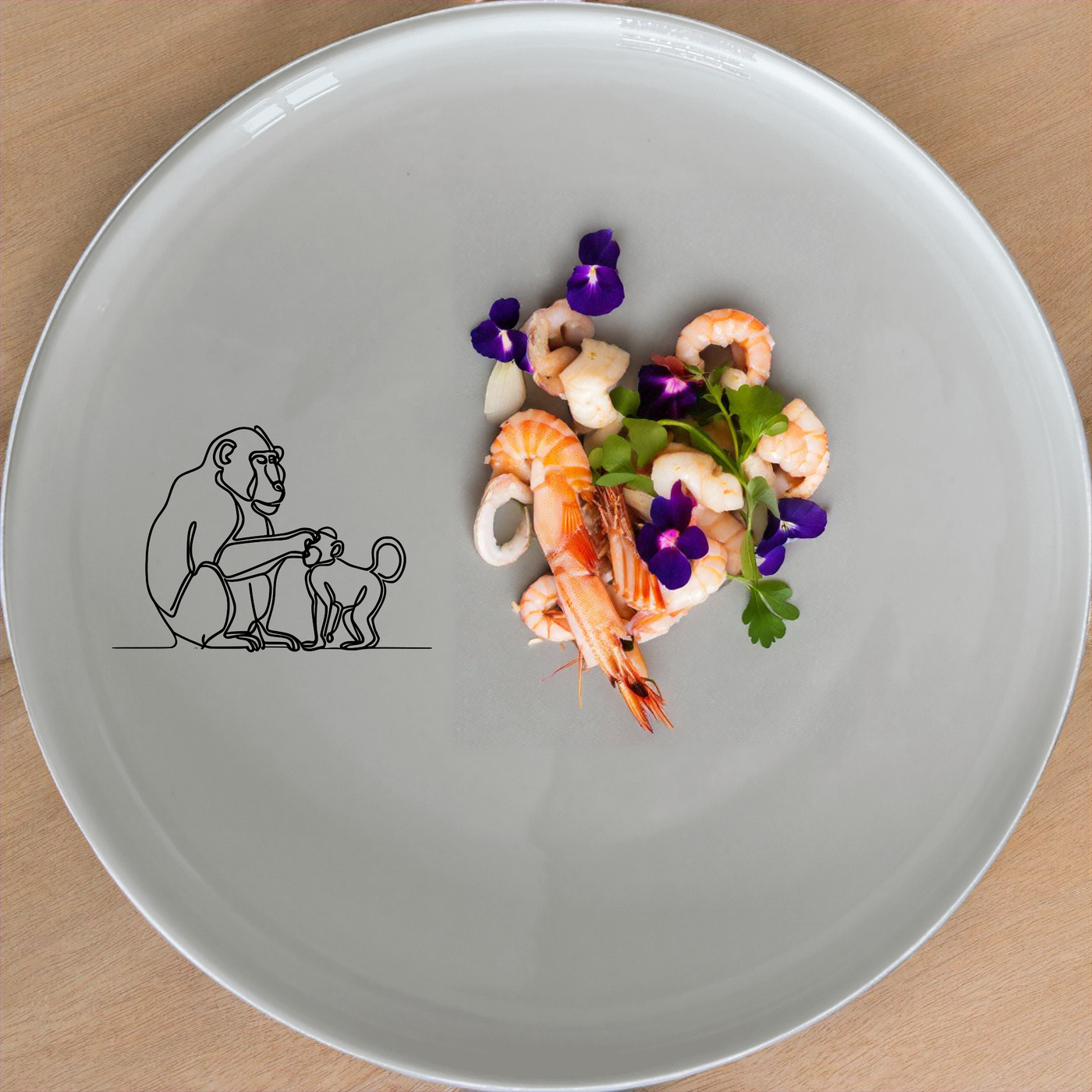 Baboon Troop Social Grooming Dinner Plate Set of 4 - Range 2 features intricate designs perfect for any dining table.