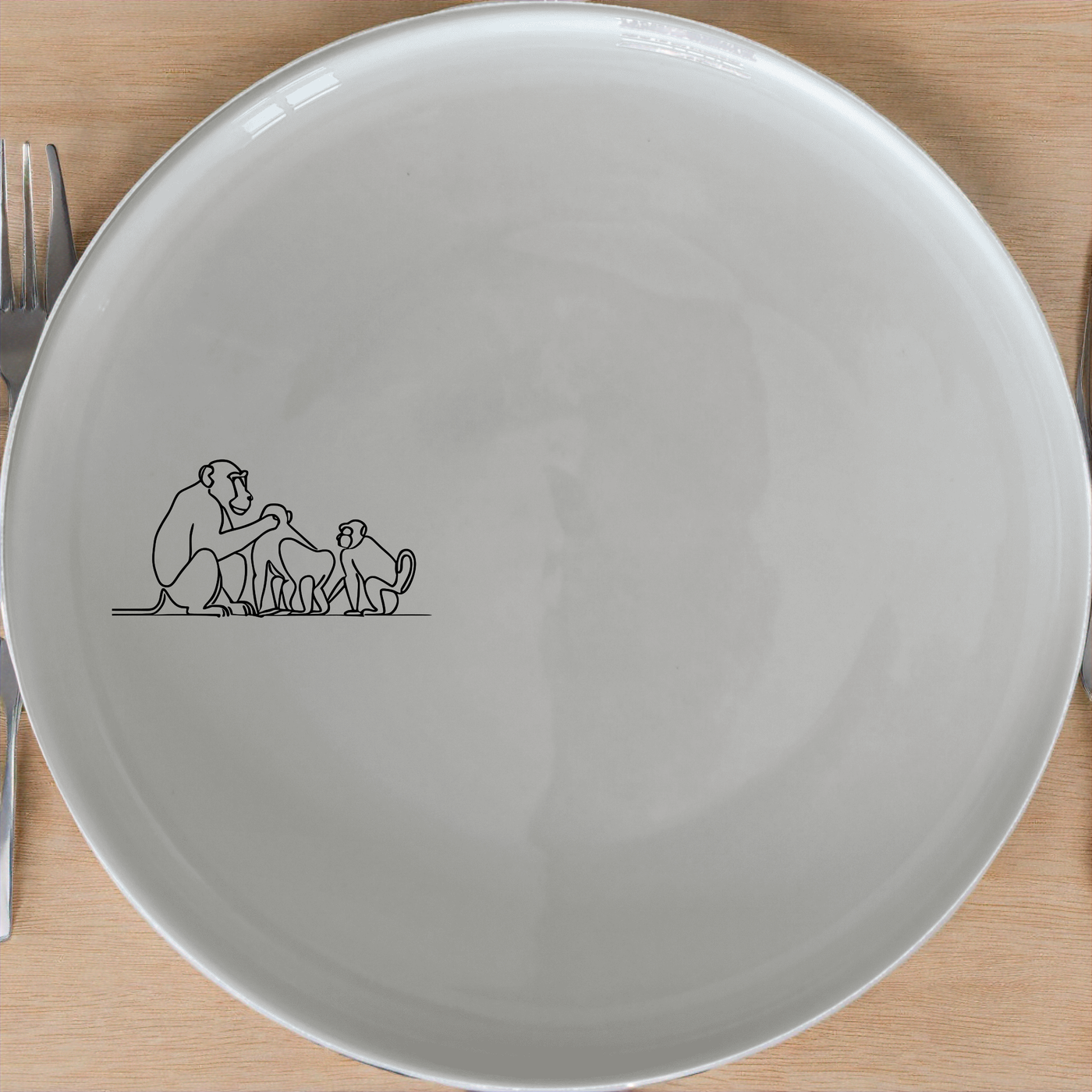 Baboon Troop Dinner Plate Set of 4 - Range 4 features intricate baboon illustrations, perfect for adding a unique touch to your dining experience.