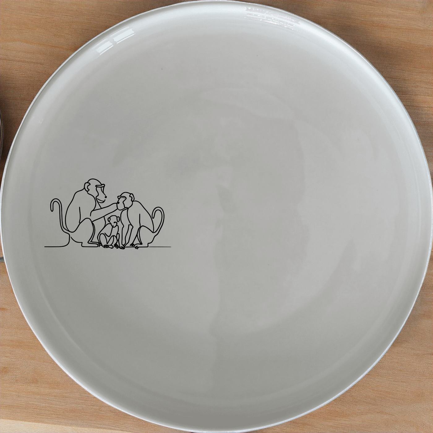 Baboon Troop Social Grooming Scene Side Plate Set of 4 - Range 1 features detailed artwork for a unique dining experience.