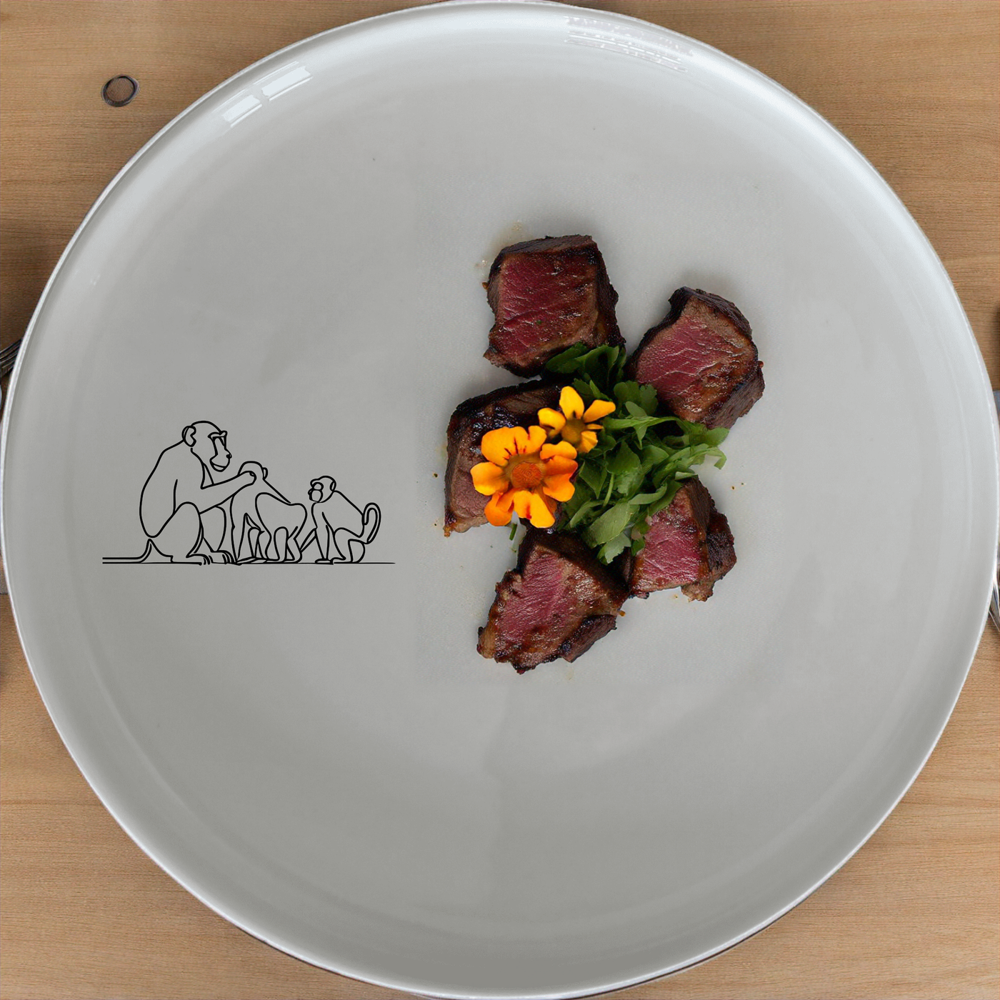 Baboon Troop Social Scene Side Plate Set of 4 - Range 4 adds a whimsical touch to your table setting with charming baboon illustrations.