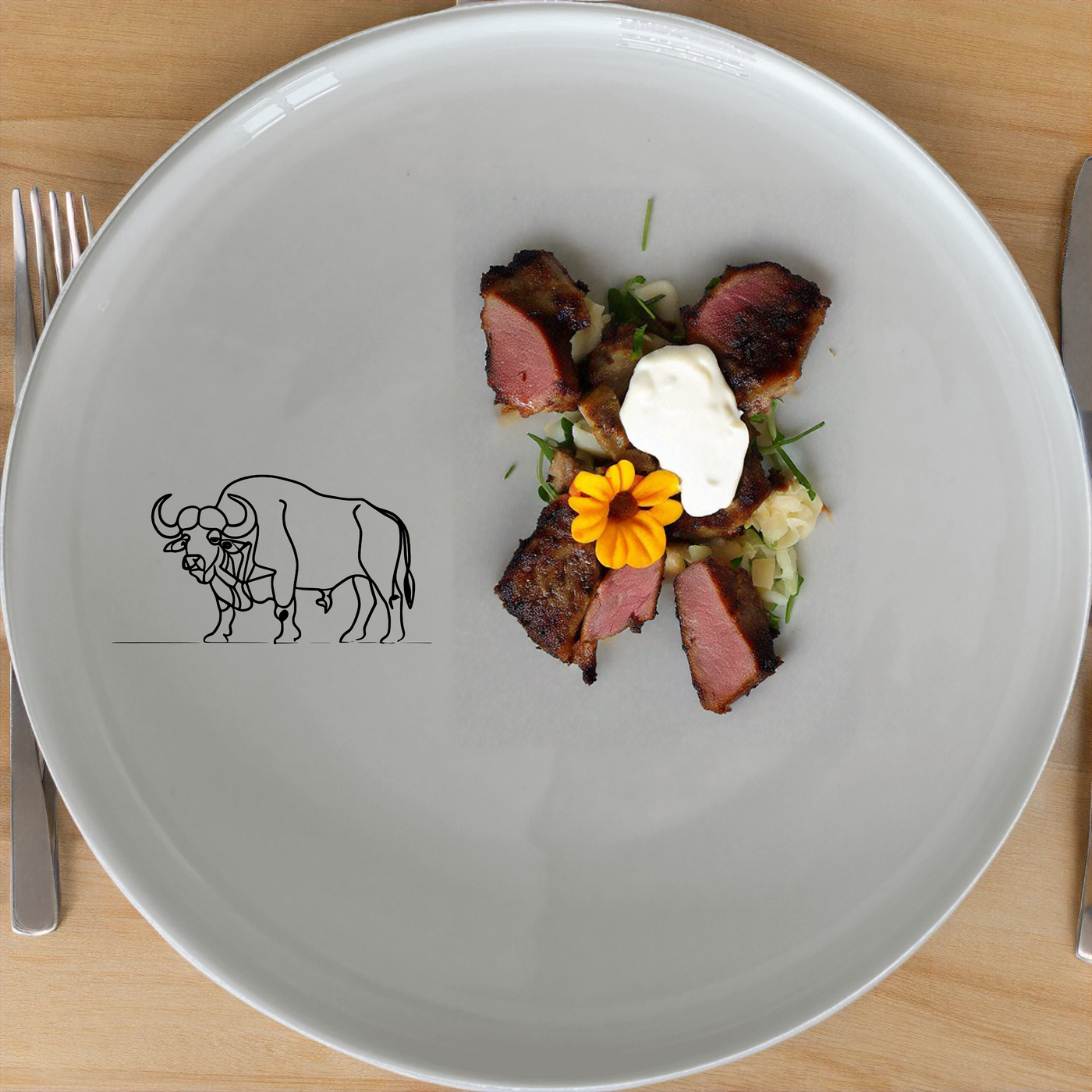 Buffalo Herd Dinner Plate Set of 4 - Range 2 offers a bold and artistic design perfect for modern dining. Crafted from premium ceramic, these plates feature a striking buffalo illustration that adds a touch of nature to your table setting. Ideal for everyday use or special occasions, this set combines durability with aesthetic appeal.