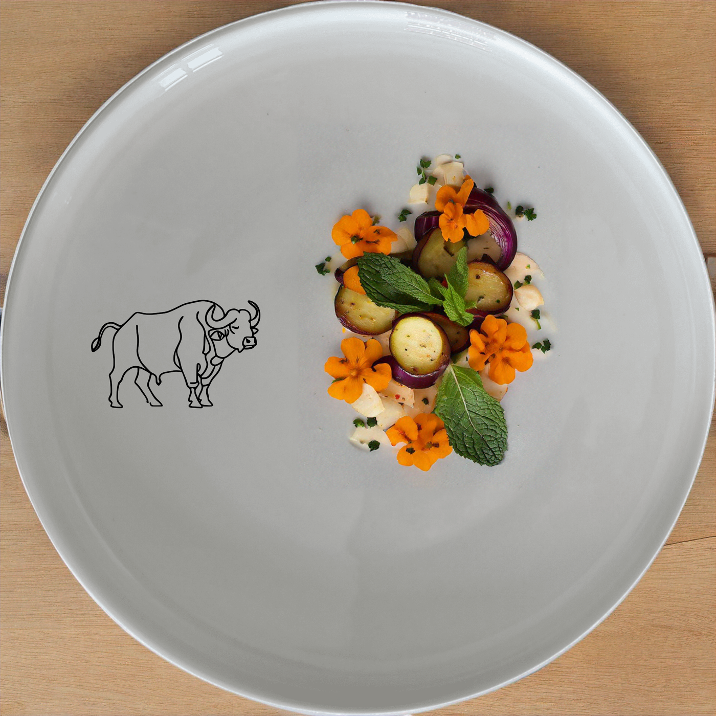 Buffalo Herd Dinner Plate Set of 4 - Range 3 offers a bold and striking design perfect for modern dining. This set of four dinner plates features a powerful buffalo illustration, adding a touch of nature to your table setting. Ideal for both everyday use and special occasions, these plates are crafted from durable ceramic and are microwave and dishwasher safe.