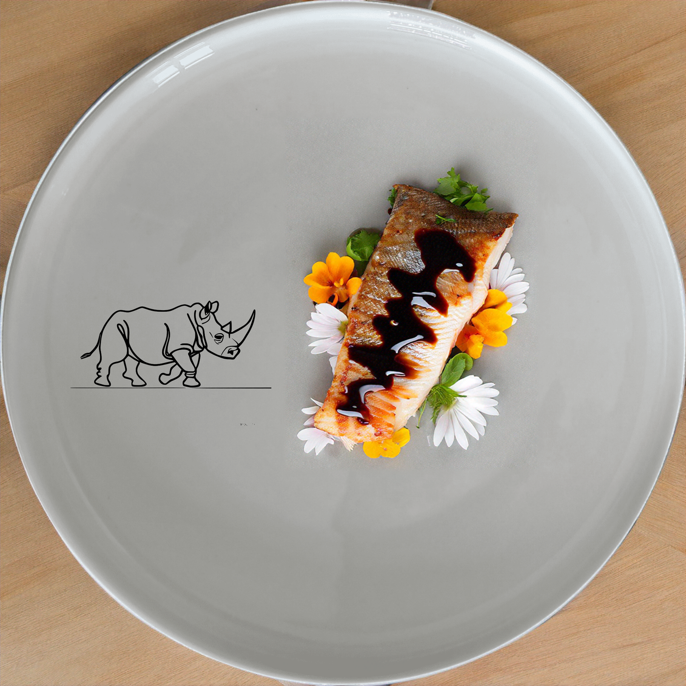 Charging Rhino Horn Side Plate Set of 4 - Range 1 is a stylish and modern dinnerware set featuring a bold rhino design. Perfect for everyday use or special occasions.