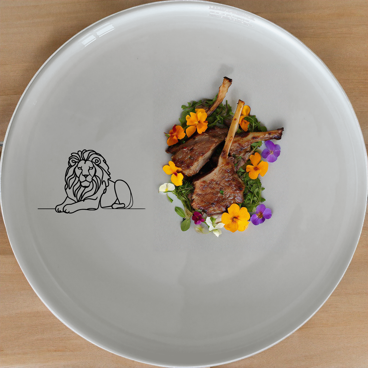 Crouching Lion Dinner Plate Set of 4 - Range 2 is a stylish and elegant dinner plate set featuring a crouching lion design. Perfect for any dining occasion.