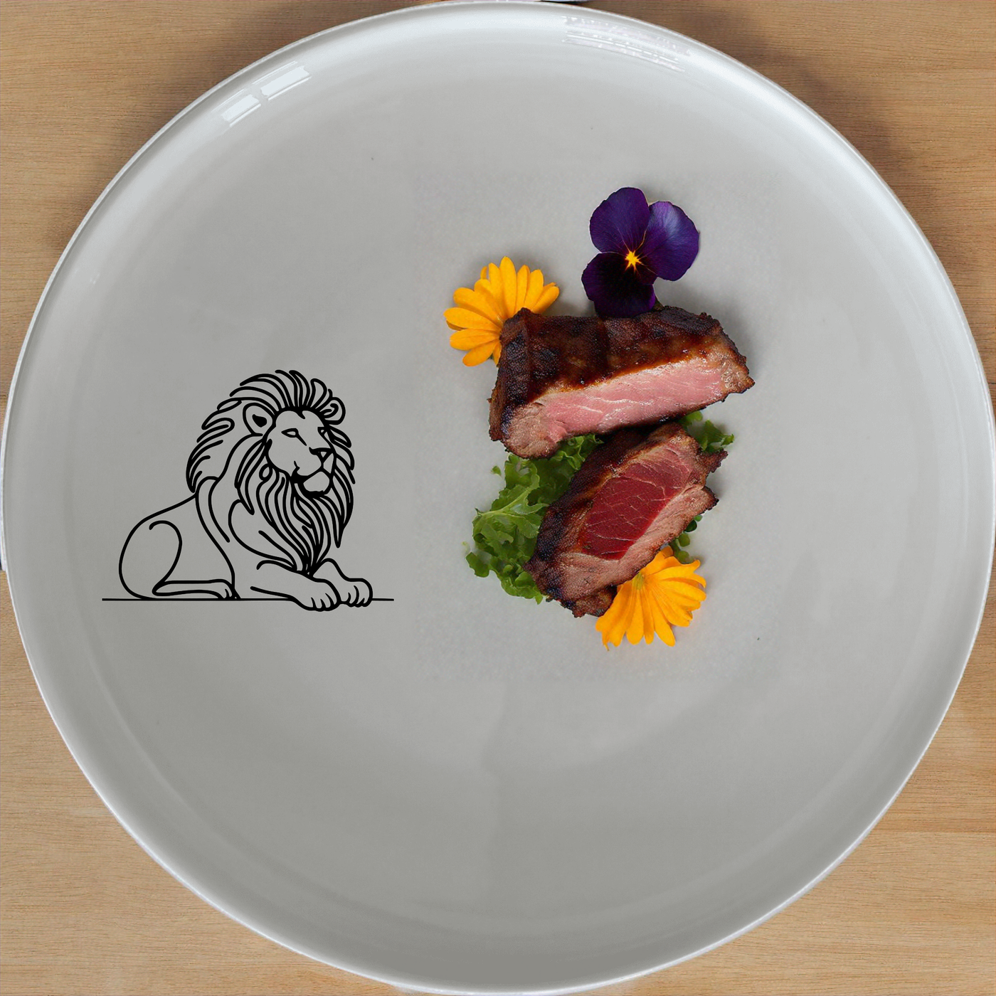 Crouching Lion Dinner Plate Set of 4 - Range 3 is a stylish and elegant set of four dinner plates featuring a crouching lion design. Perfect for adding a touch of sophistication to any dining table.