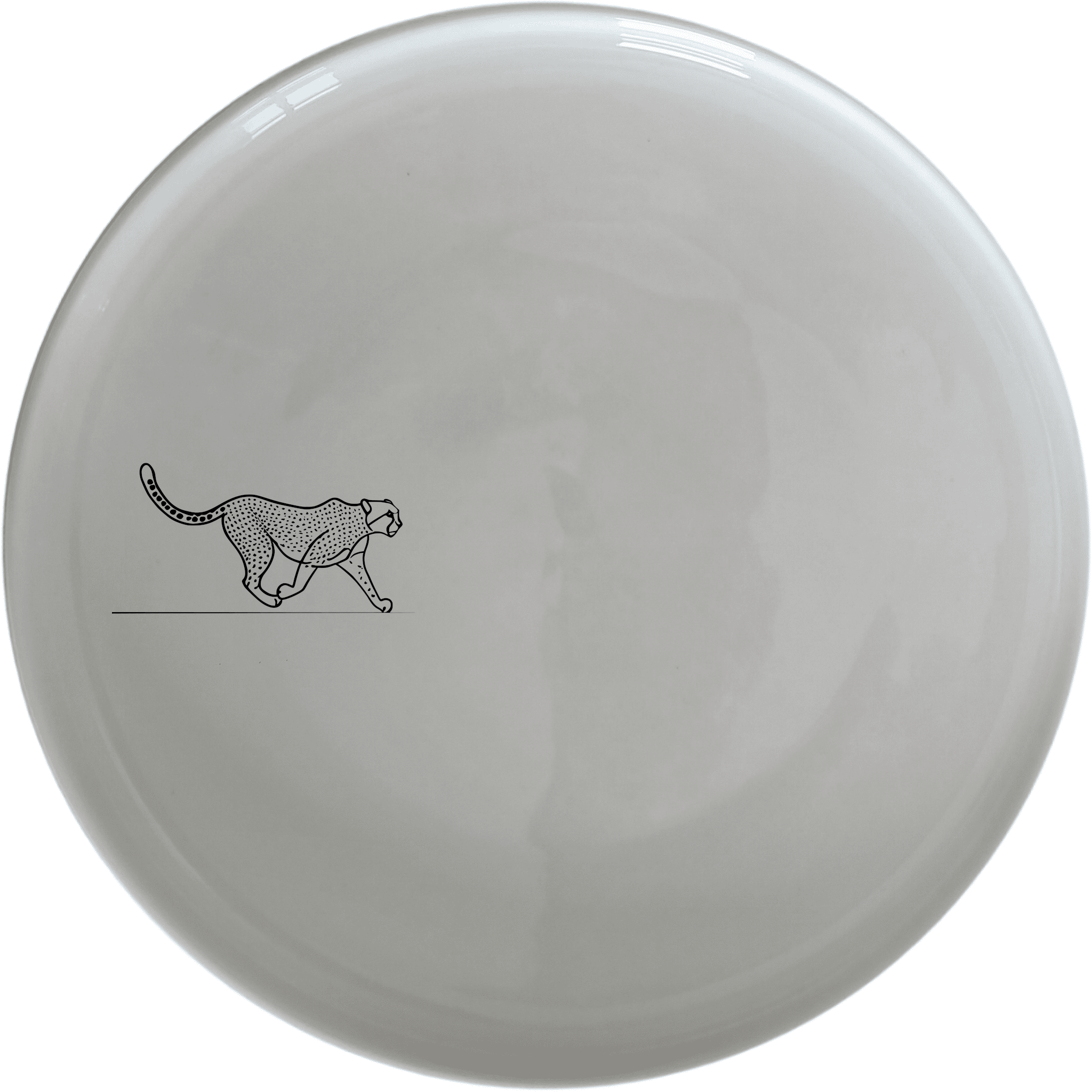 The Graceful Cheetah Dinner Plate Set of 4 - Range 1 features sleek cheetah artwork, perfect for modern dining. Each plate is crafted from durable ceramic and is dishwasher and microwave safe.