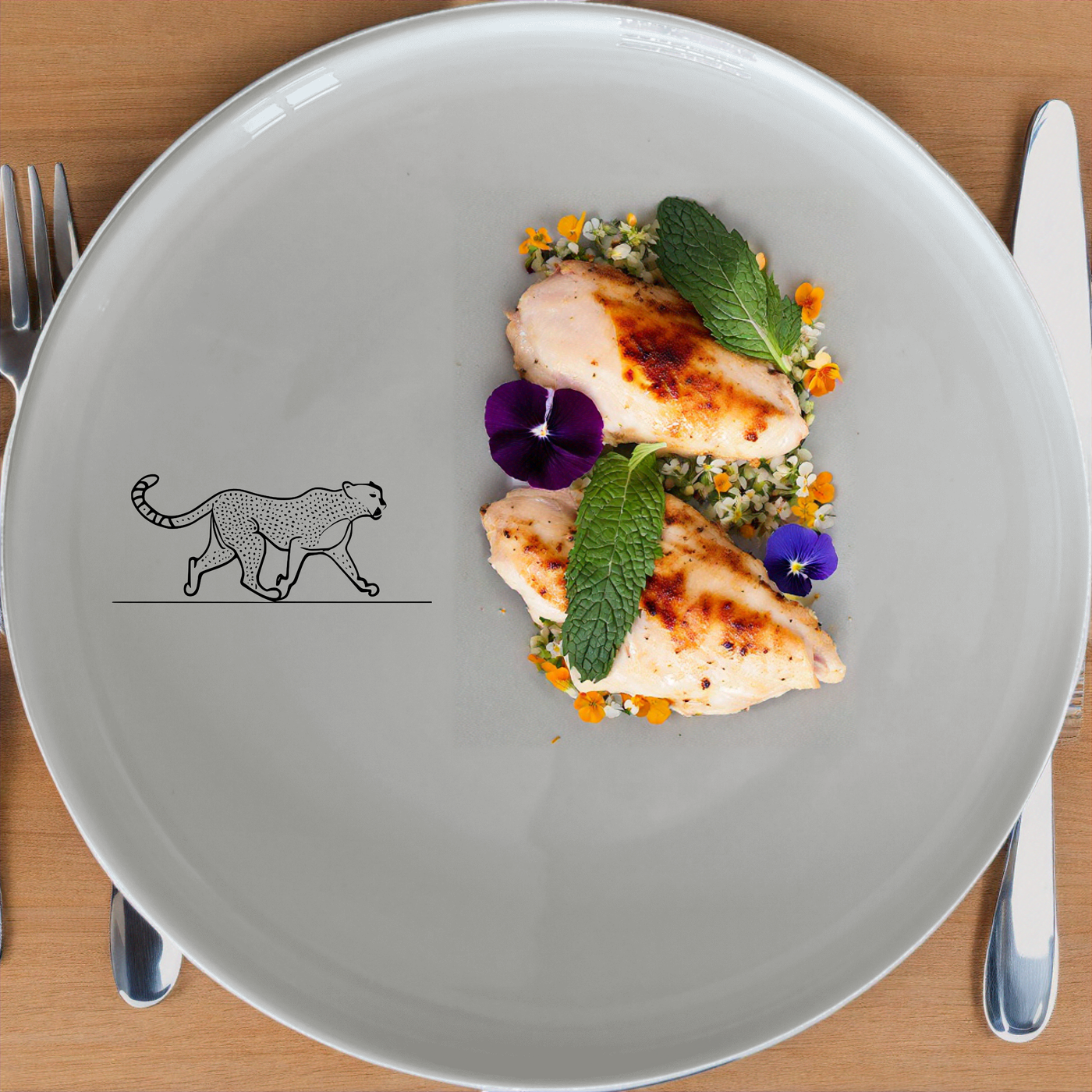 Elevate your dining experience with the Graceful Cheetah Dinner Plate Set of 4 - Range 2, featuring sleek cheetah designs.