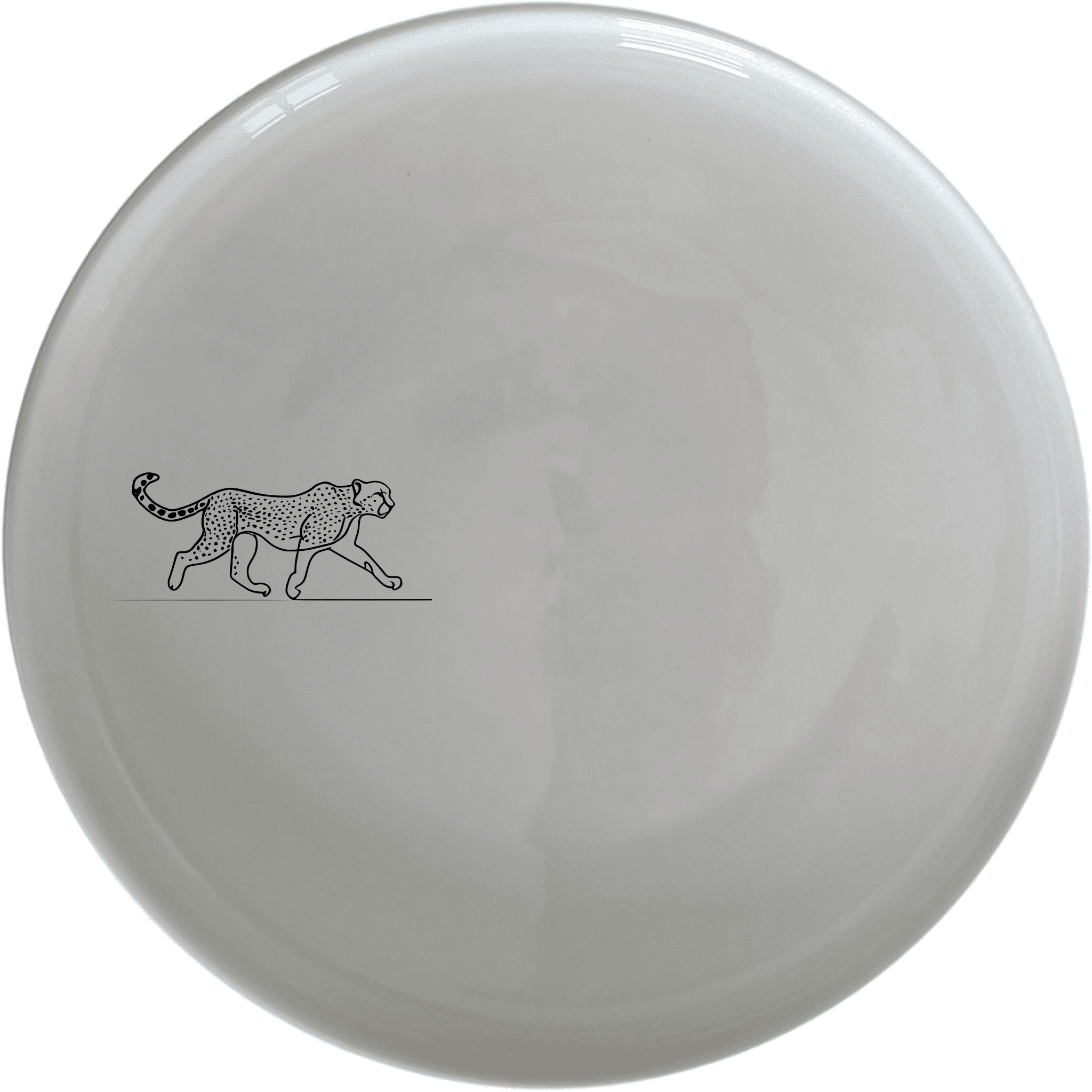 The Graceful Cheetah Dinner Plate Set of 4 - Range 4 features sleek cheetah designs on white ceramic plates, perfect for modern dining.