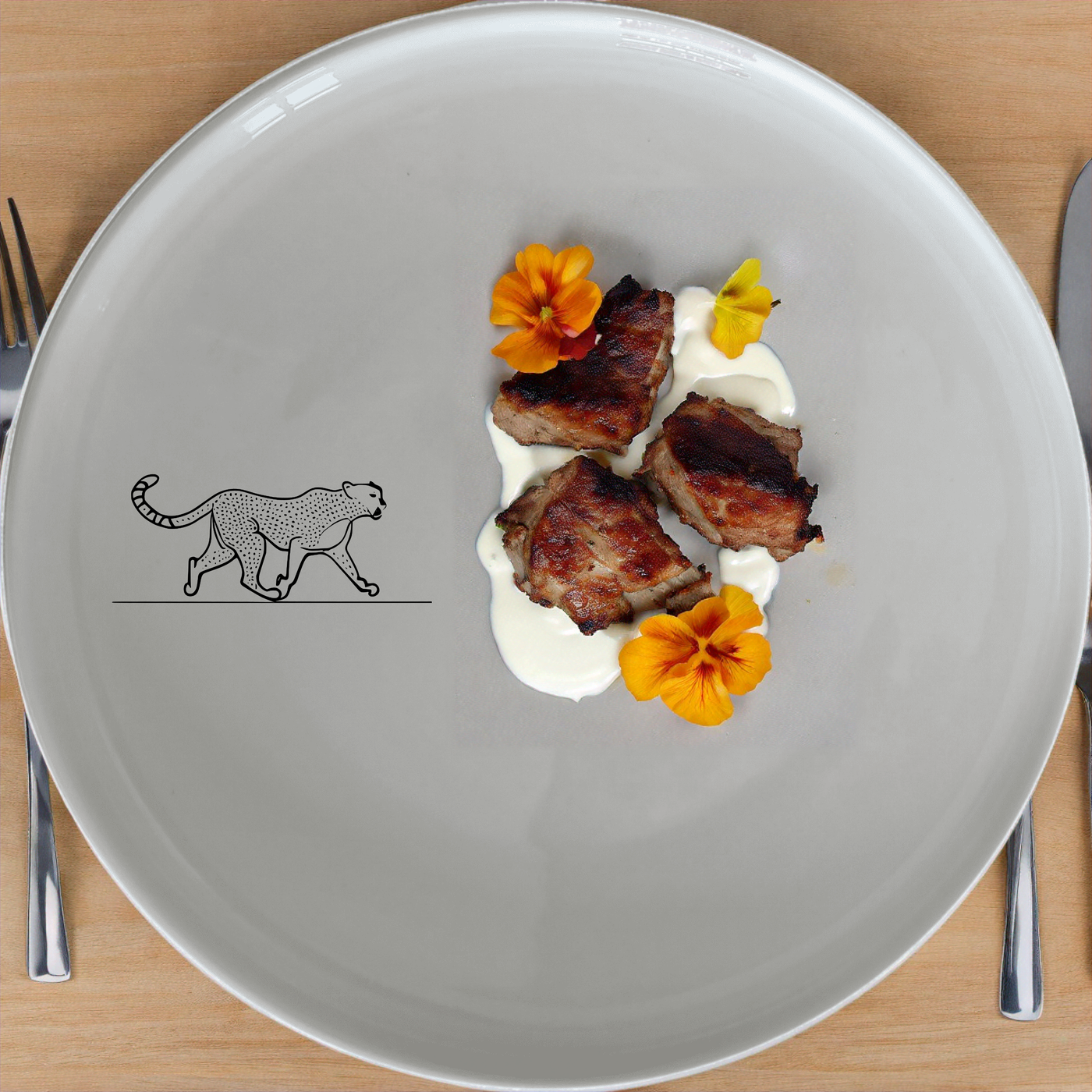 Elevate your dining with this Graceful Cheetah Side Plate Set of 4 - Range 2, perfect for modern and stylish meals.