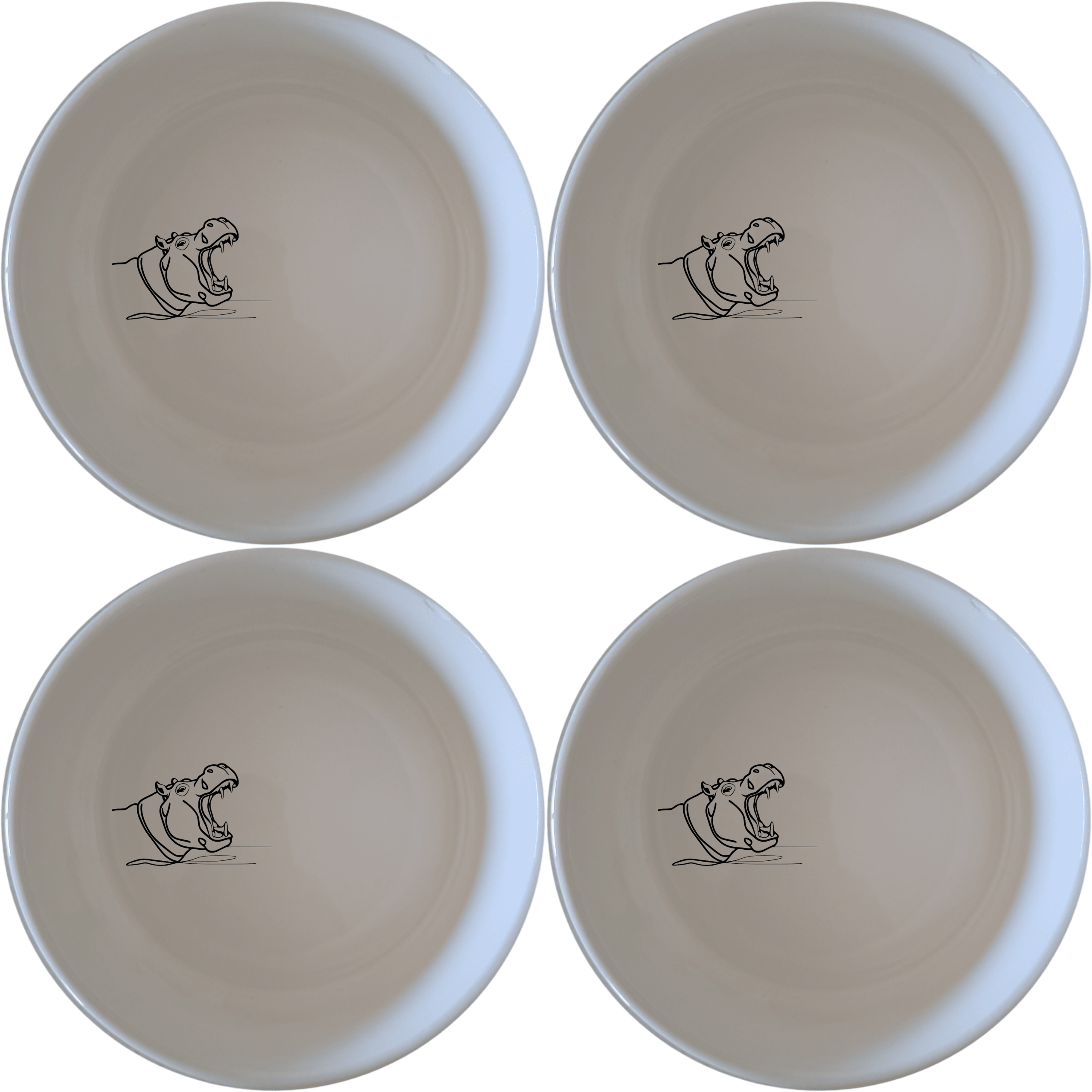 Hippo Yawning Bowl Set of 4 - Range 2 offers a playful and unique design perfect for any kitchen. Crafted from durable ceramic, these bowls are microwave and dishwasher safe.