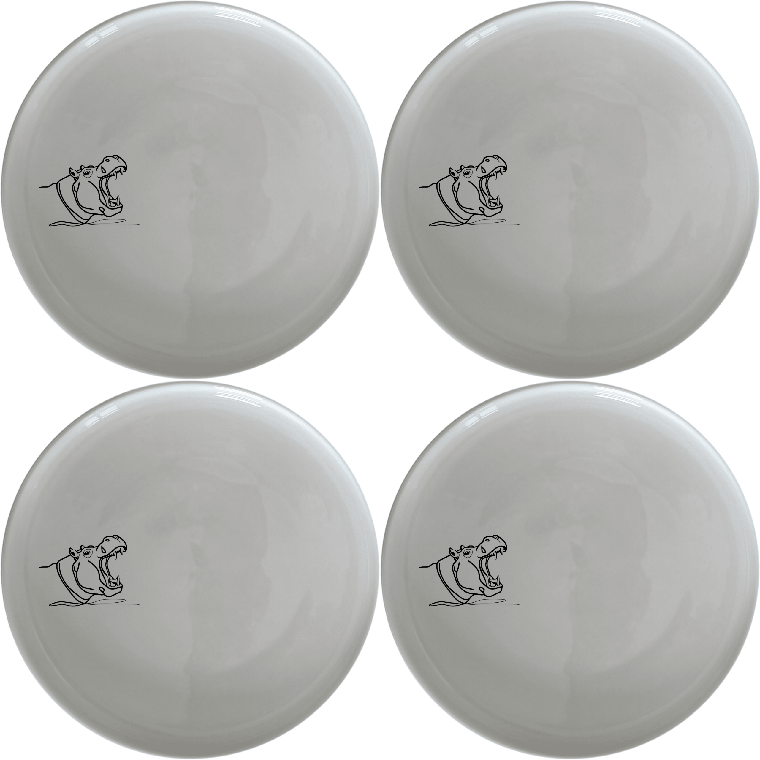 The Hippo Yawning Massive Jaw Open Dinner Plate Set of 4 adds a bold, playful touch to your dining table with its striking design.