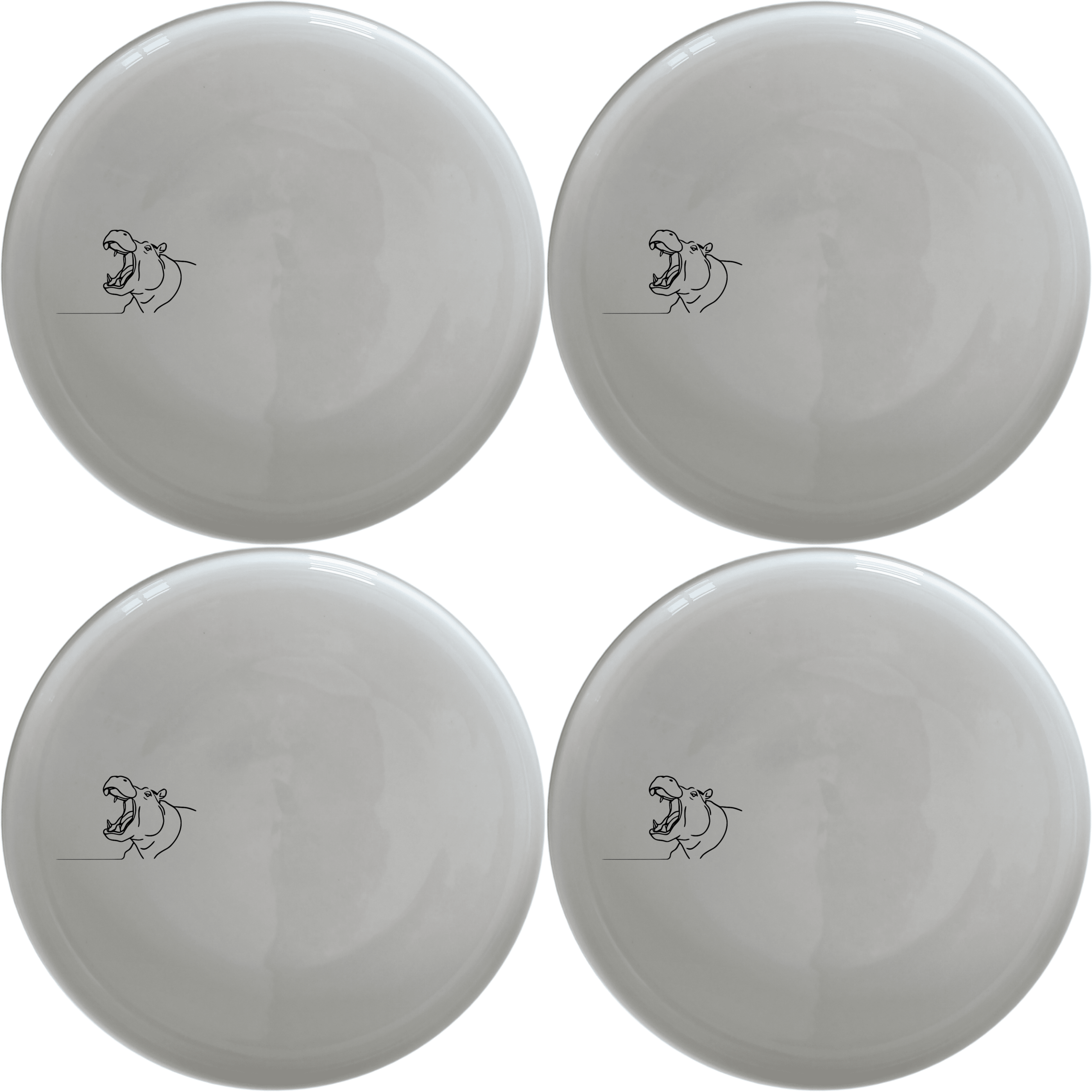 The Hippo Yawning Massive Jaw Side Plate Set of 4 - Range 1 offers a unique and playful design perfect for any dining table.
