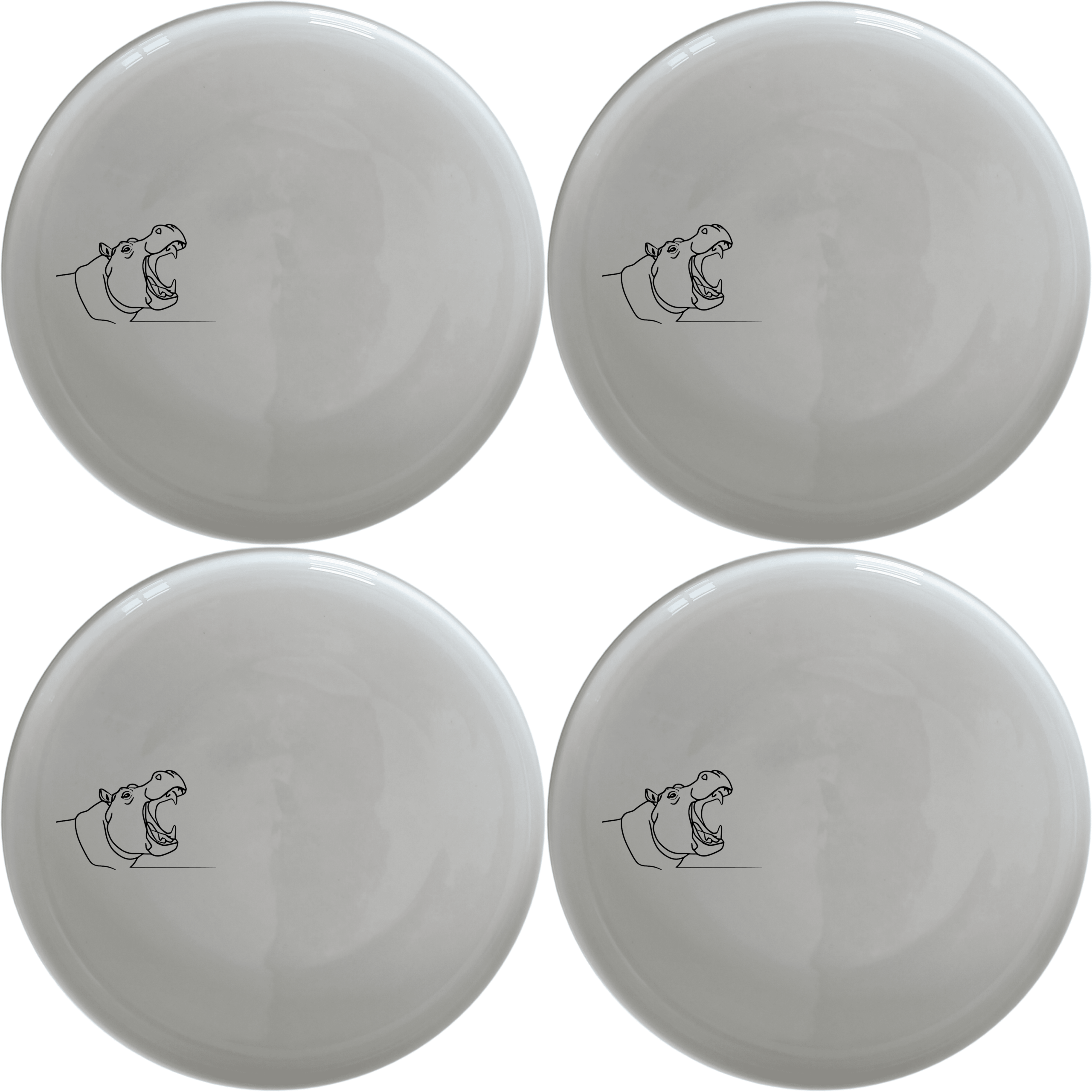 Hippo Yawning Massive Jaw Open Side Plate Set of 4 - Range 4 features bold, artistic designs perfect for modern dining.