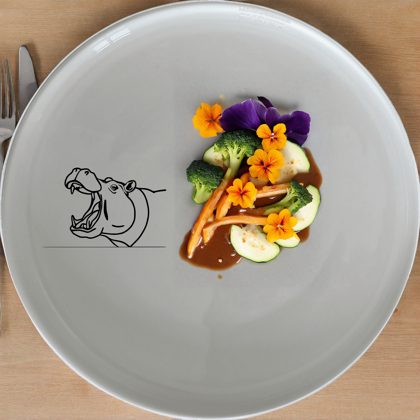 The Hippo Yawning Massive Jaw Open Dinner Set of 12 brings a bold, playful touch to your dining table with its striking design.